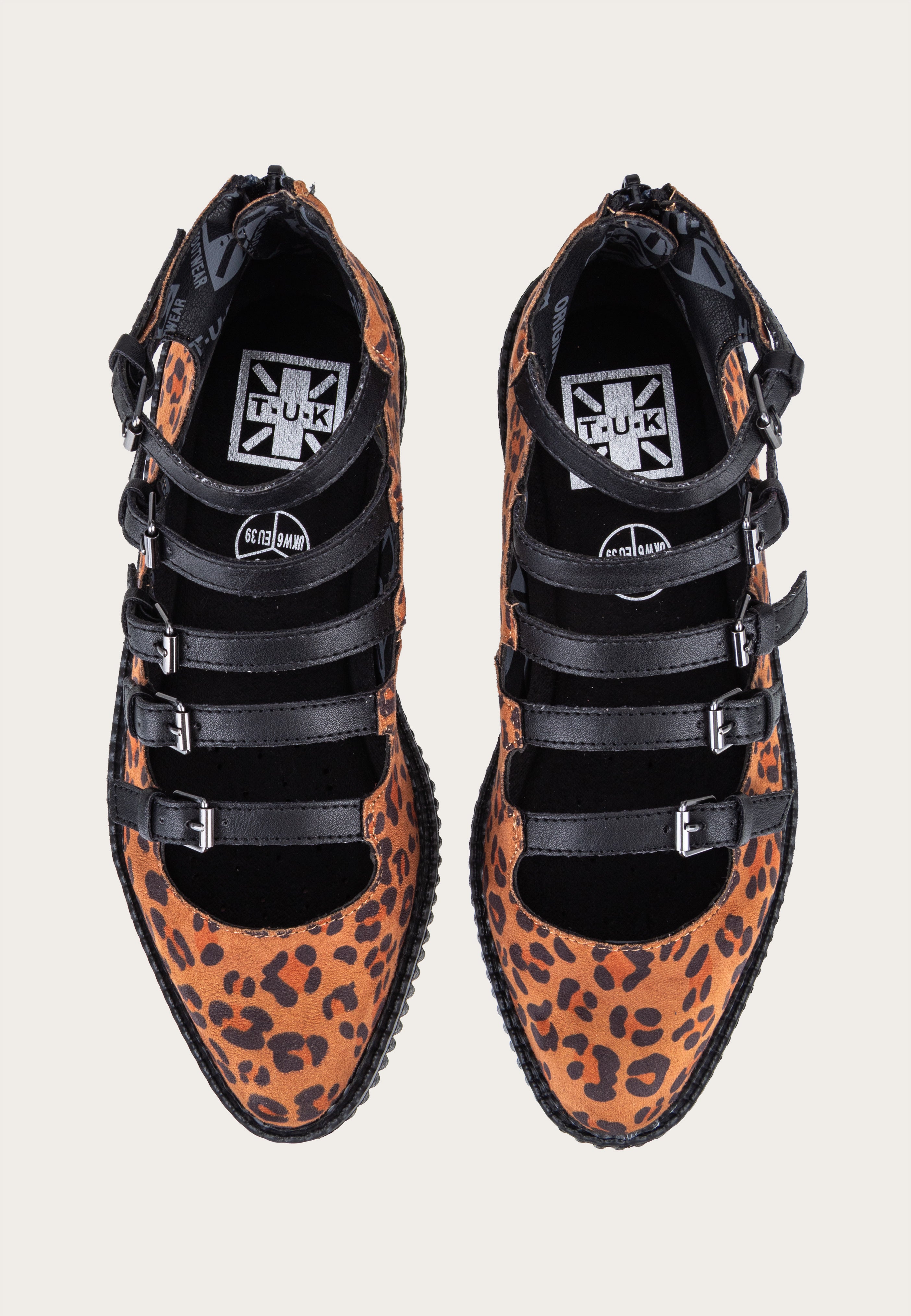 T.U.K. - Ballet Creeper Multi-Strap Leopard Vegan Suede - Girl Sandals | Women-Image