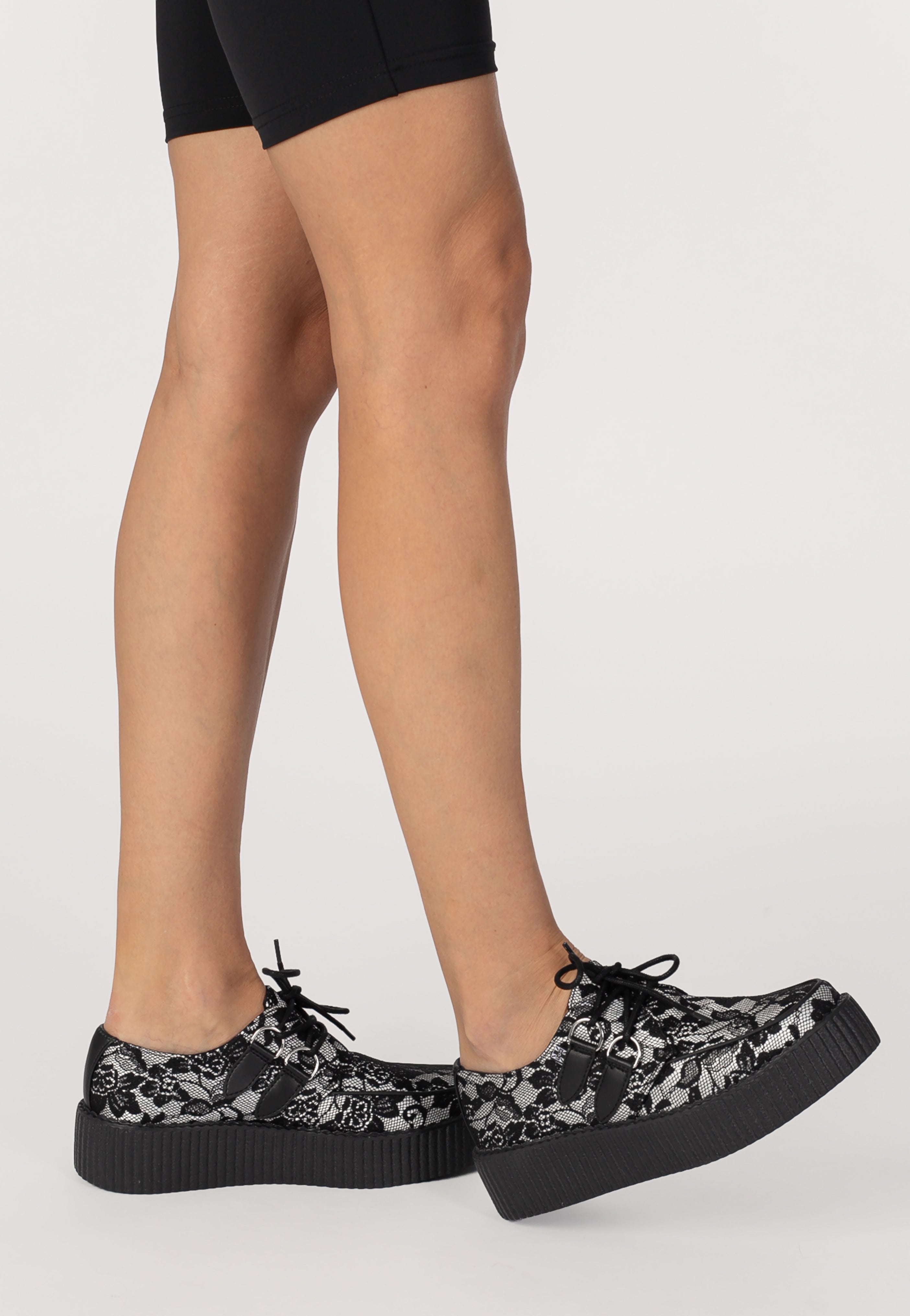 T.U.K. - Viva High Black/White Lace - Shoes | Neutral-Image