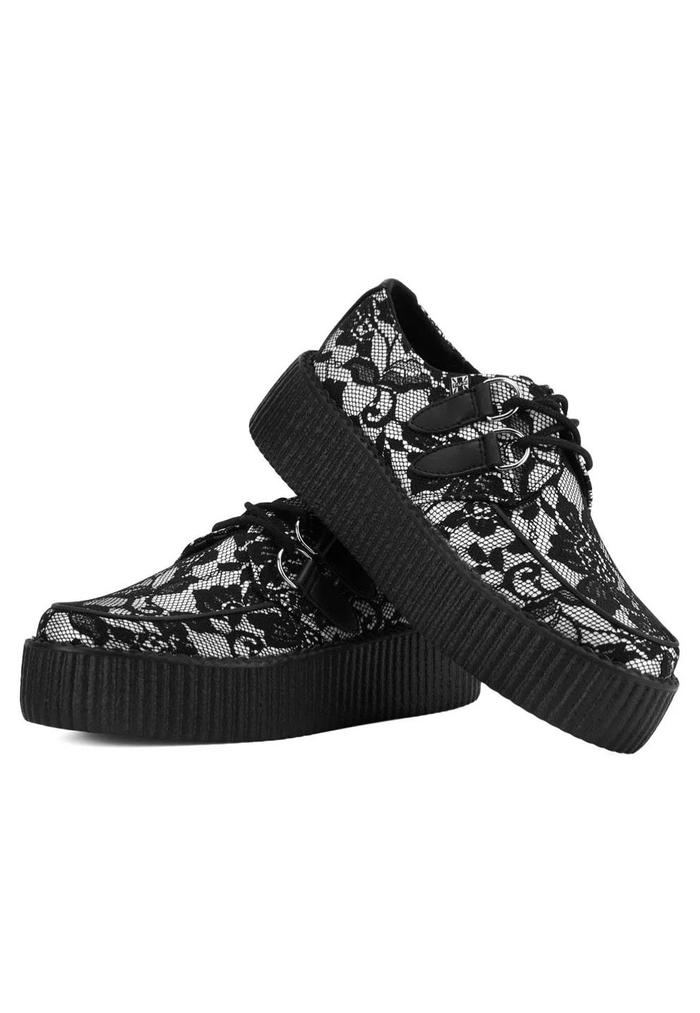 T.U.K. - Viva High Black/White Lace - Shoes | Neutral-Image