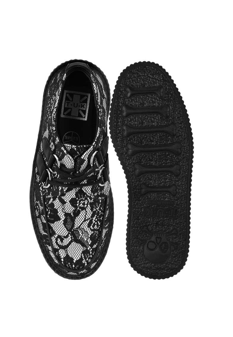 T.U.K. - Viva High Black/White Lace - Shoes | Neutral-Image