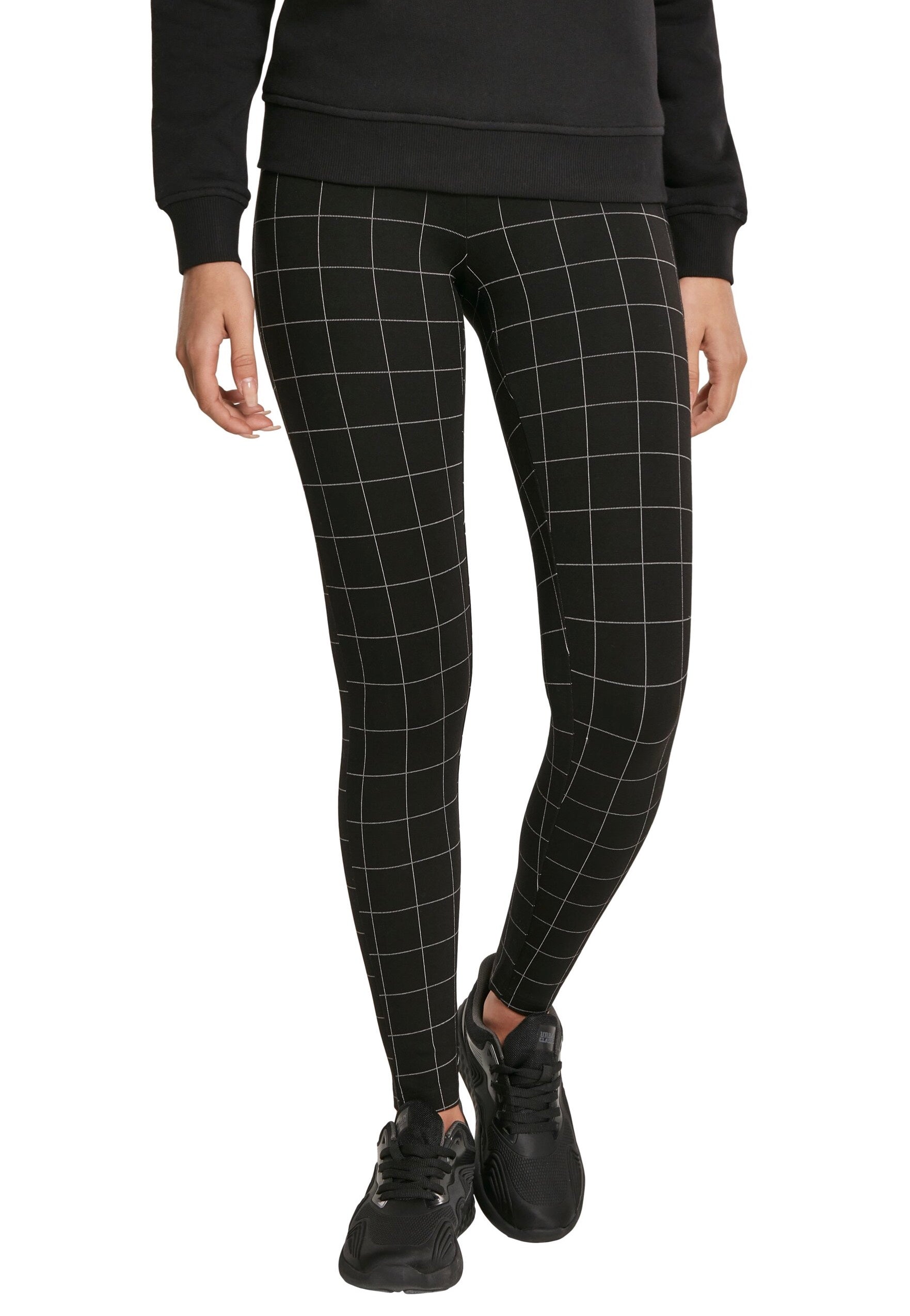 Urban Classics - Check High Waist Black/White - Leggings | Women-Image