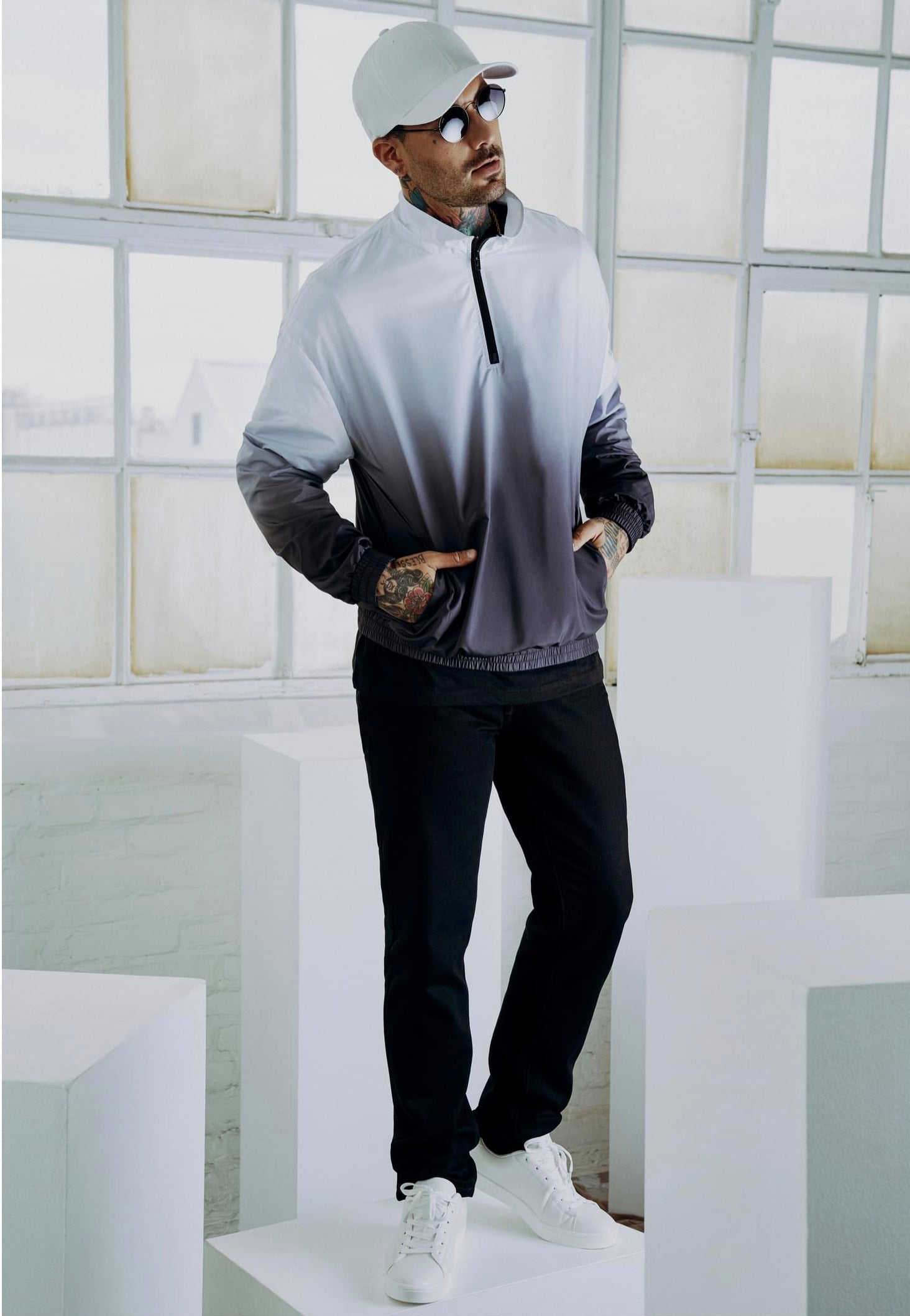 Urban Classics - Gradient Pull Over Jacket Black/White - Jacket | Men-Image