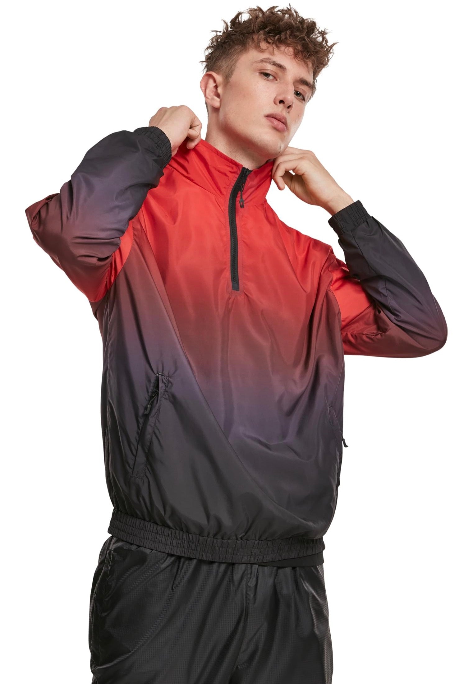 Urban Classics - Gradient Pull Over Jacket Black/Red - Jacket | Men-Image