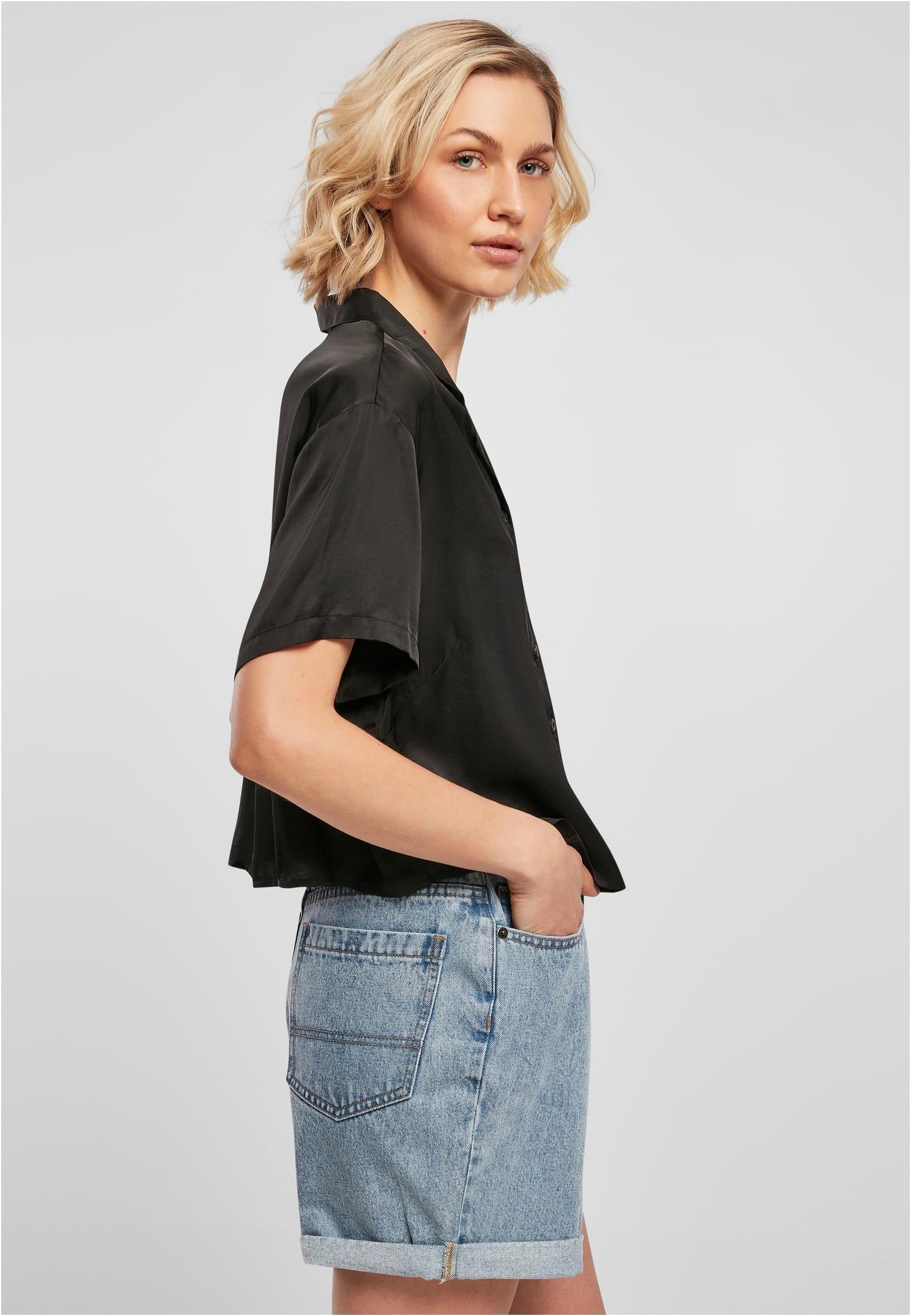 Urban Classics - Ladies Viscose Satin Resort Black - Shirt | Women-Image