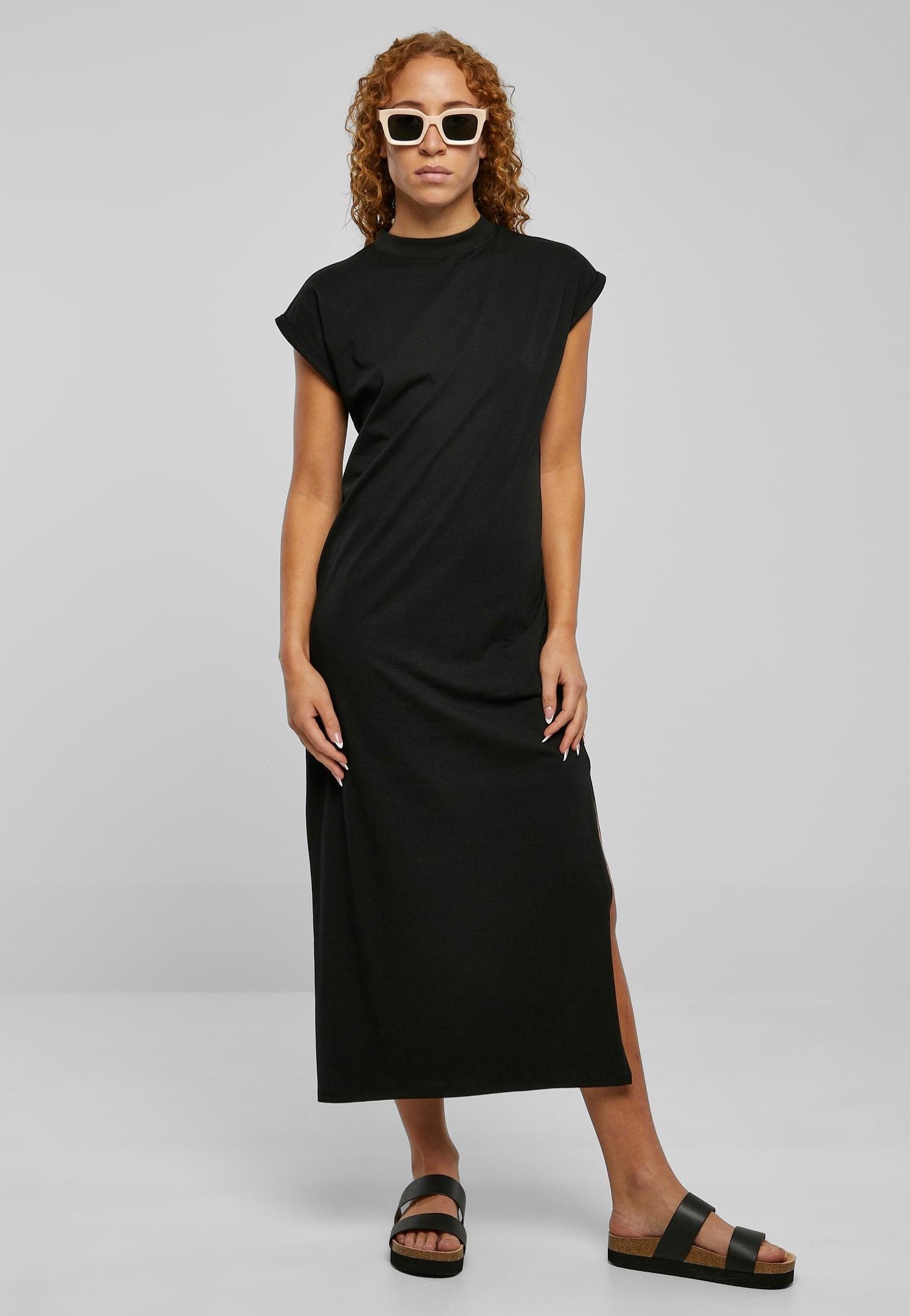 Urban Classics - Ladies Long Extended Shoulder Black - Dress