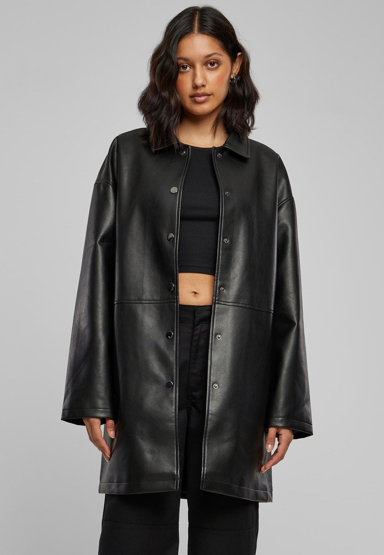 Urban Classics - Faux Leather Black - Leather Jacket