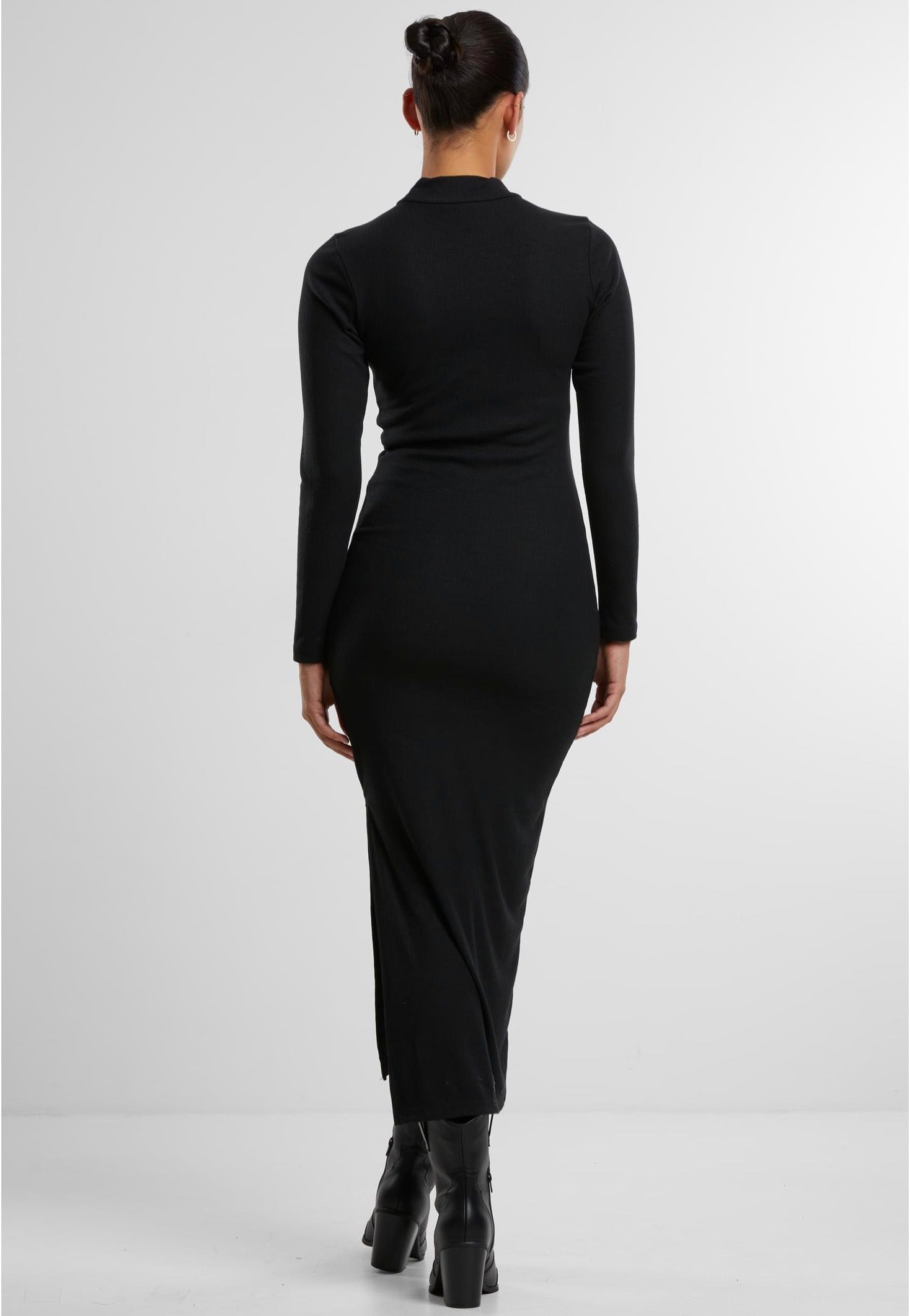 Urban Classics - Ladies Rib Longsleeve Mockneck Black - Dress | Women-Image