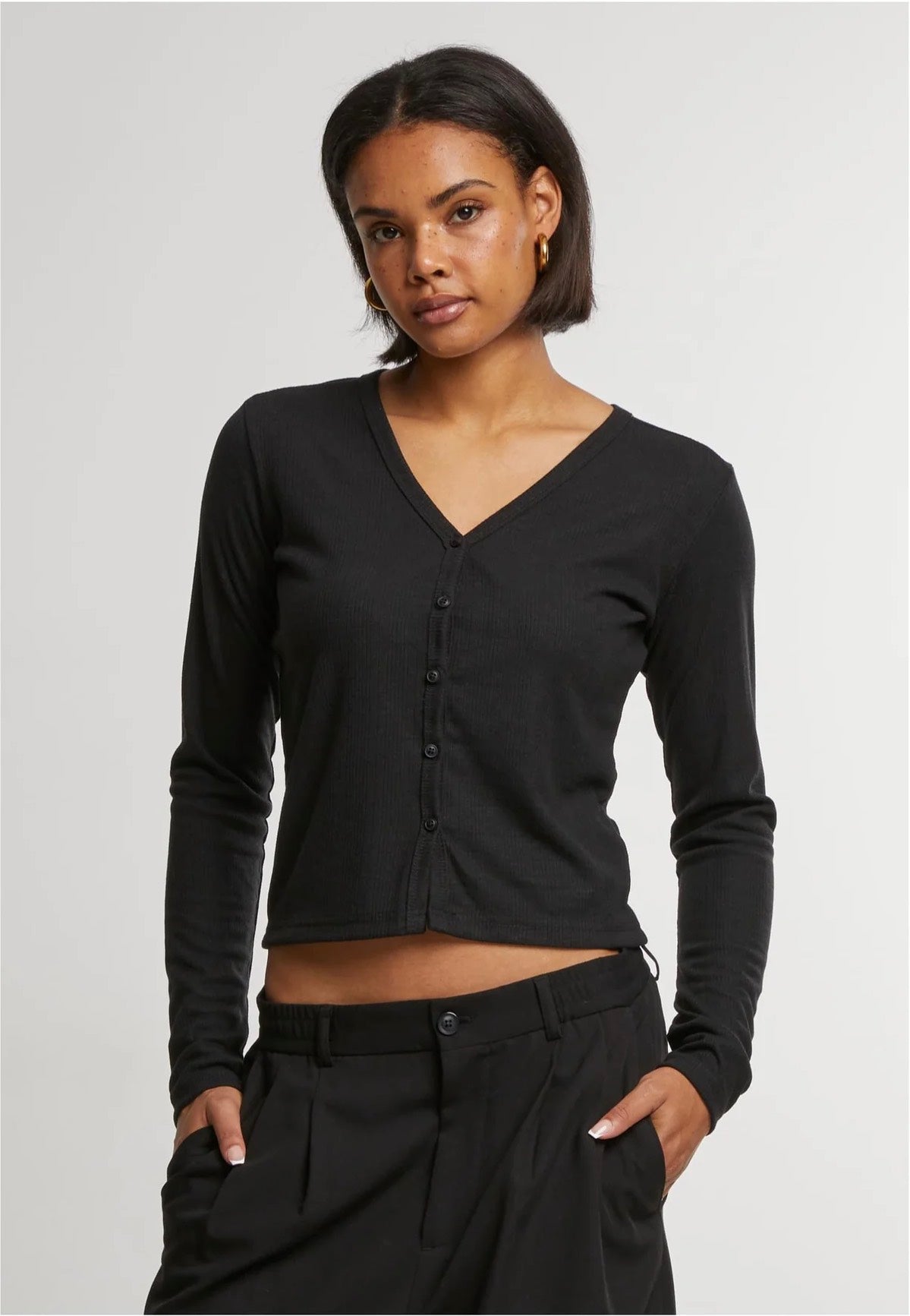 Urban Classics - Ladies Rib Black - Cardigan | Women-Image