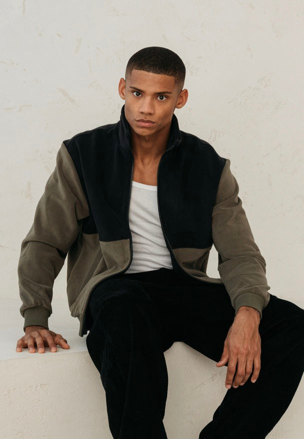 Urban Classics - Colour Block Polar Fleece Black/Olive - Jacket | Men-Image
