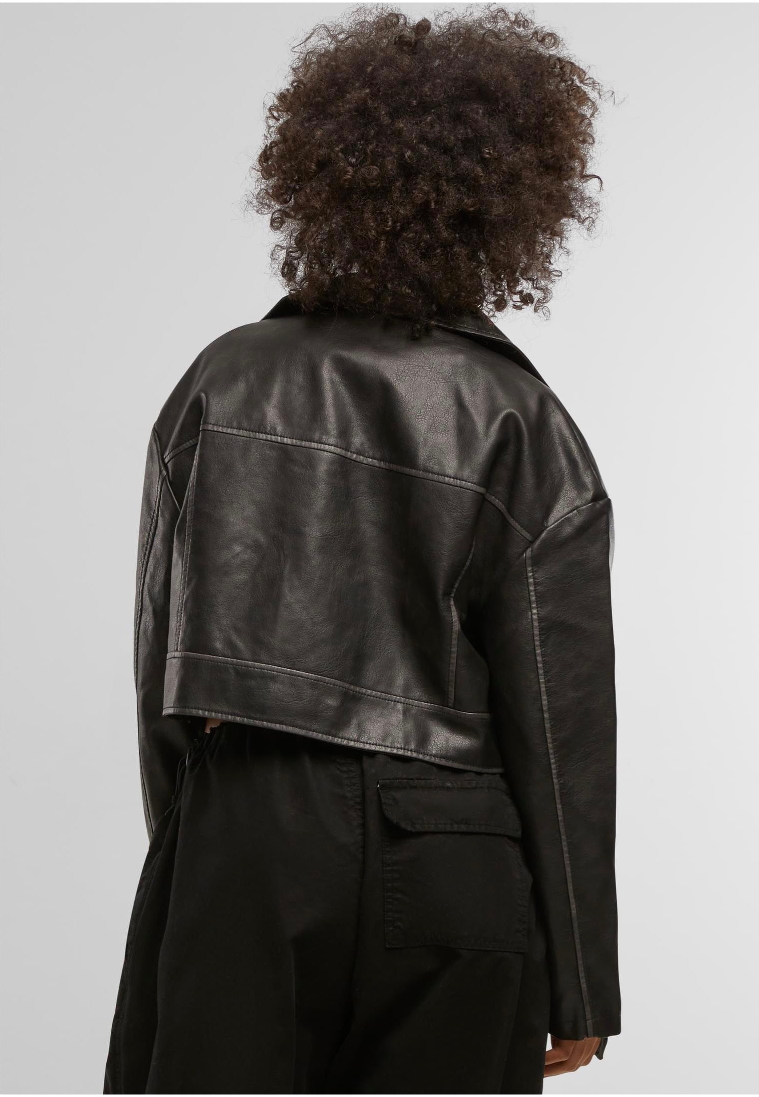 Urban Classics - Ladies Vintage Leather Black - Leather Jacket | Women-Image