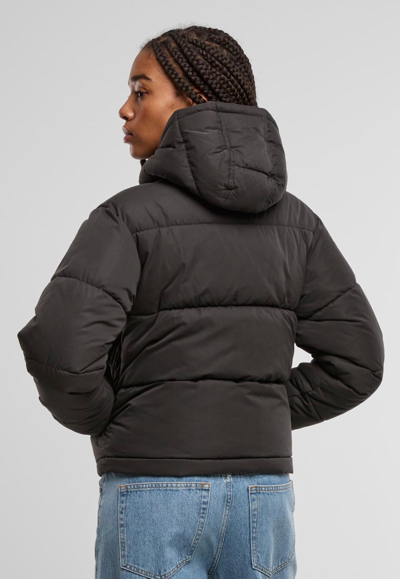 Urban Classics - Ladies Peached Puffer With Hood Black - Jacket | Women-Image