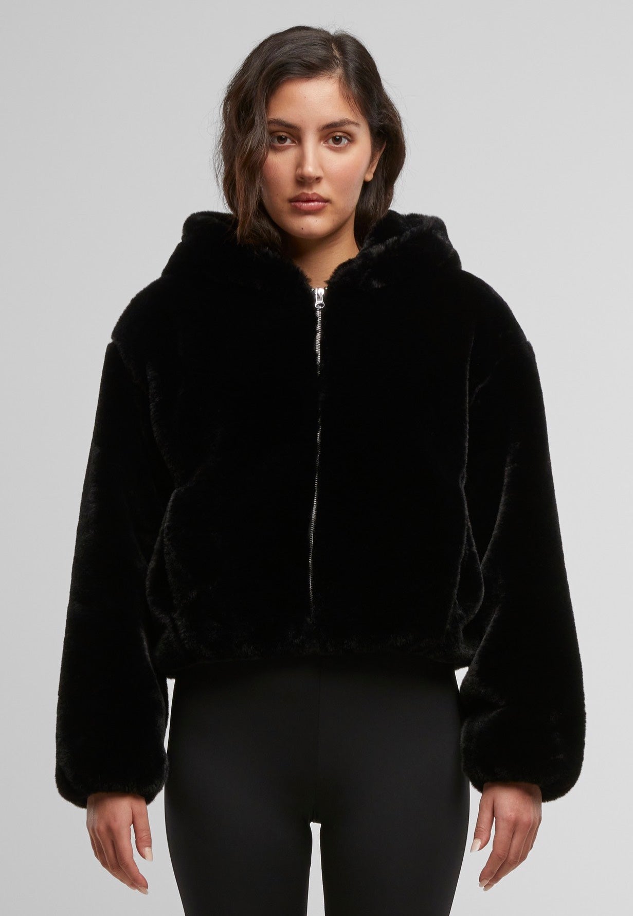 Urban Classics - Ladies Full Zip Faux Fur Black - Jacket | Women-Image
