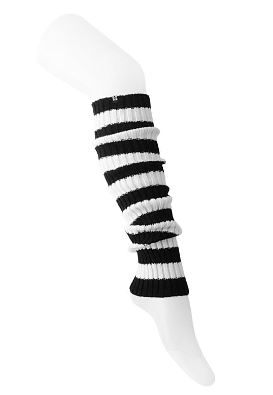 T.U.K. - Legging Black White Stripe Knit - Legwarmer