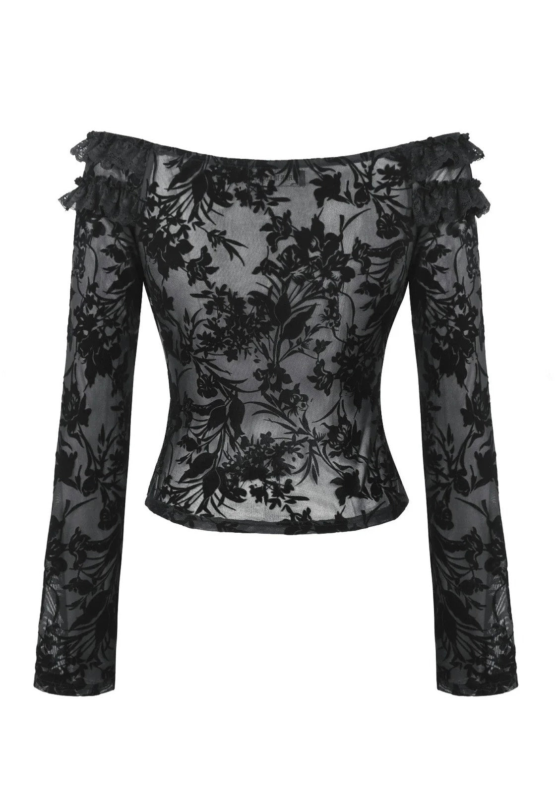 Dark In Love - Gothic Sexy Off-Shoulder Velvet Lace Top - Top | Women-Image