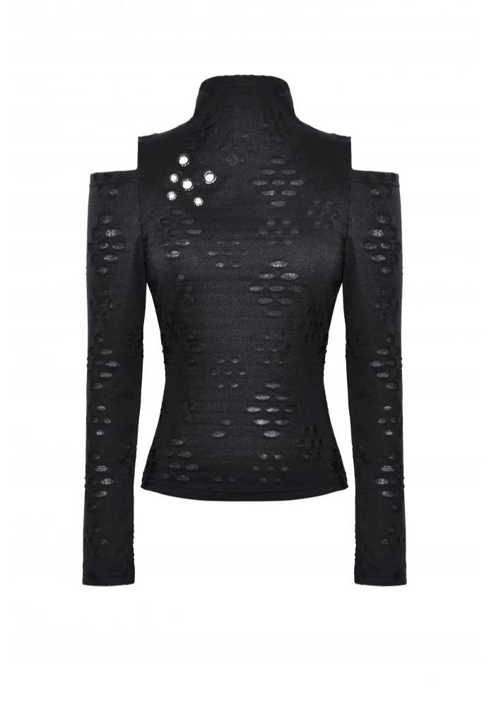 Dark In Love - Punk Back Cutout Star Shaped Distressed - Longsleeve | Women-Image