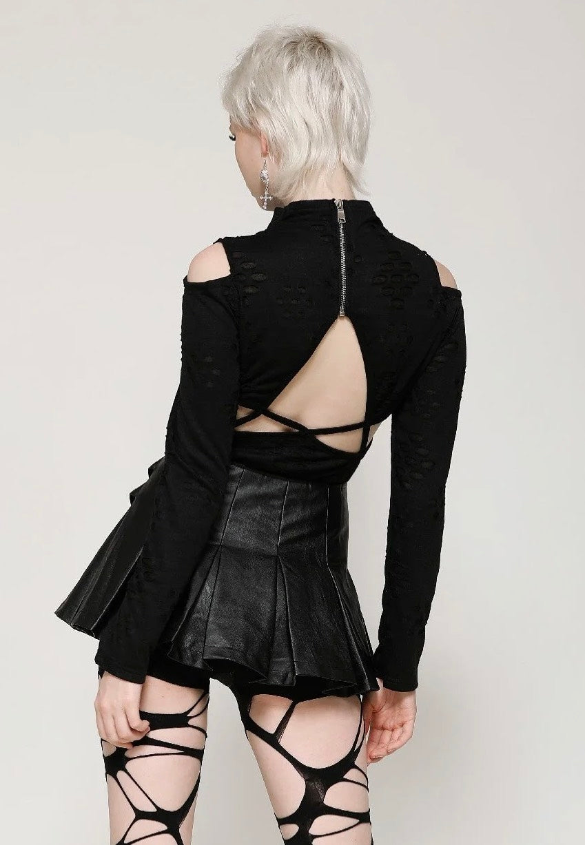 Dark In Love - Punk Back Cutout Star Shaped Distressed - Longsleeve | Women-Image