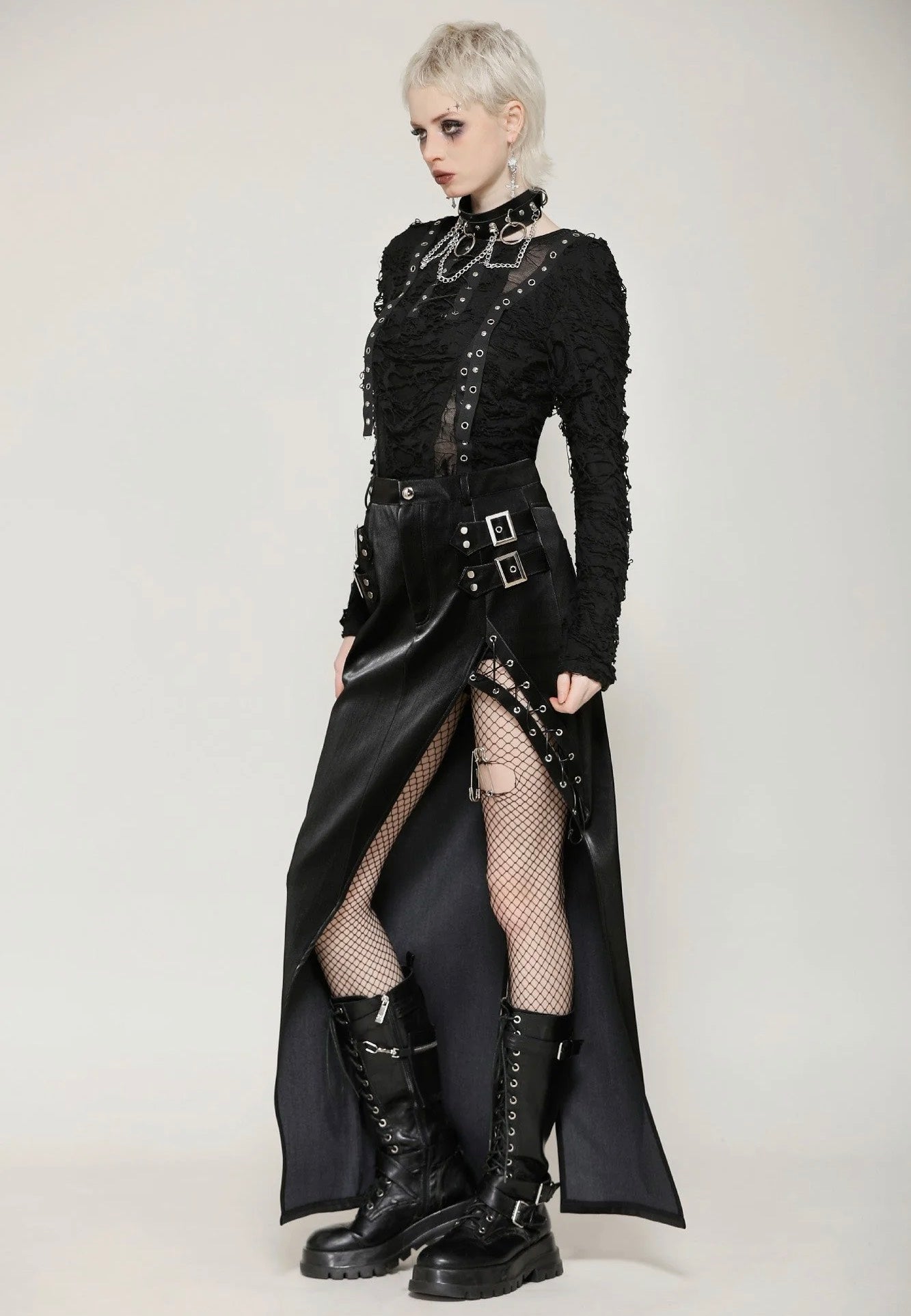 Dark In Love - Punk Metal Distressed Spider - Longsleeve | Women-Image