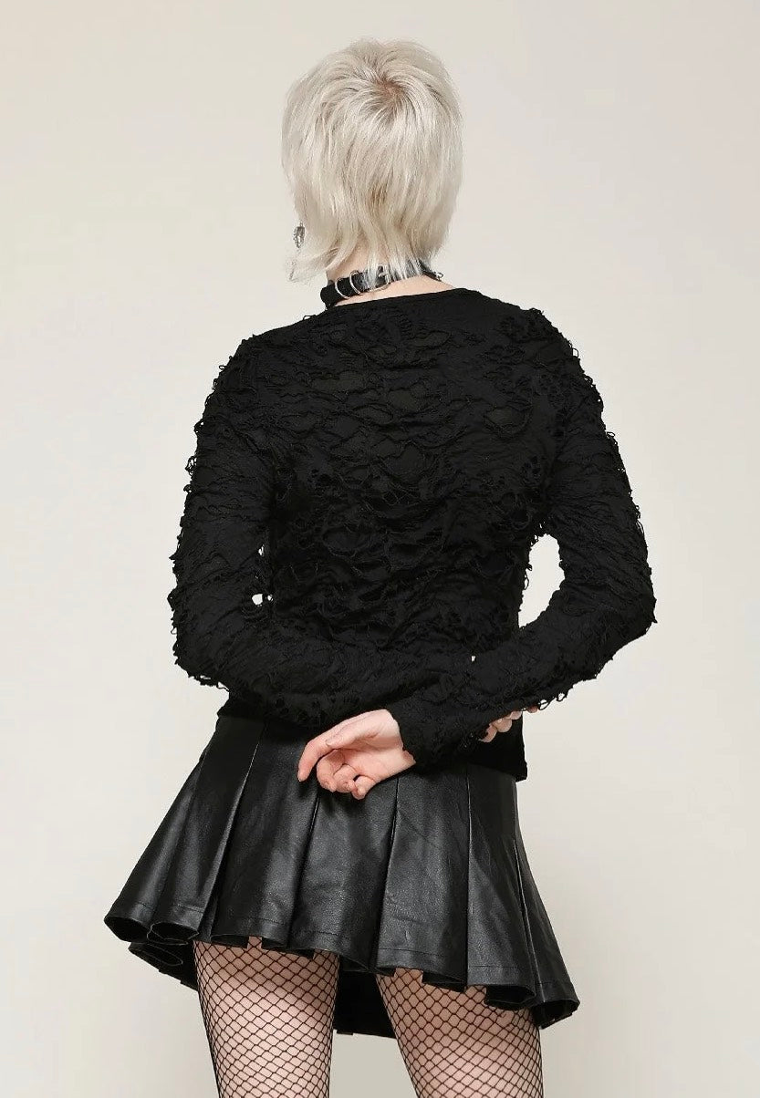 Dark In Love - Punk Metal Distressed Spider - Longsleeve | Women-Image