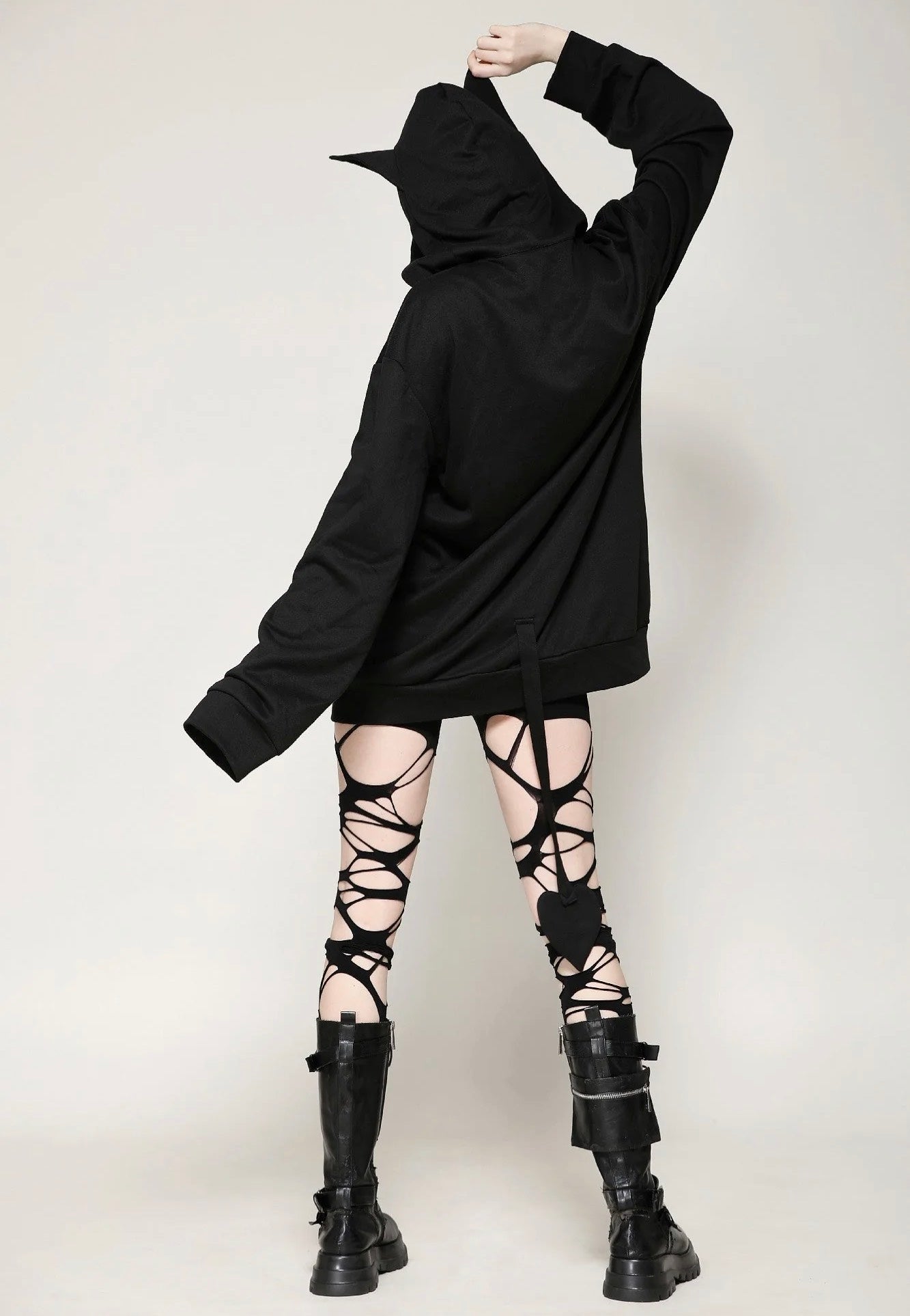 Dark In Love - Black Printed Loose Bat Ear Tail - Hoodie | Women-Image