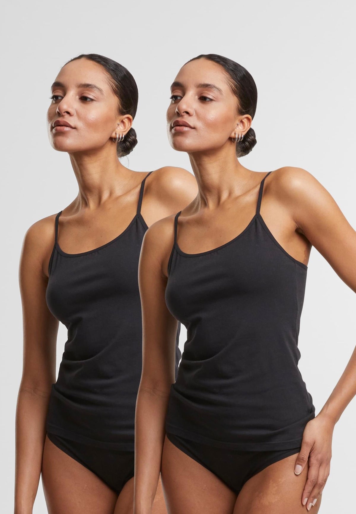 Urban Classics Ladies Basic Pack Of 2 Black+Black Tank