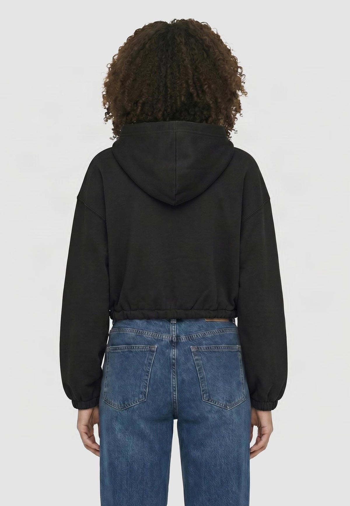 Urban Classics Ladies Fluffy Cropped Black Chaqueta con cremallera
