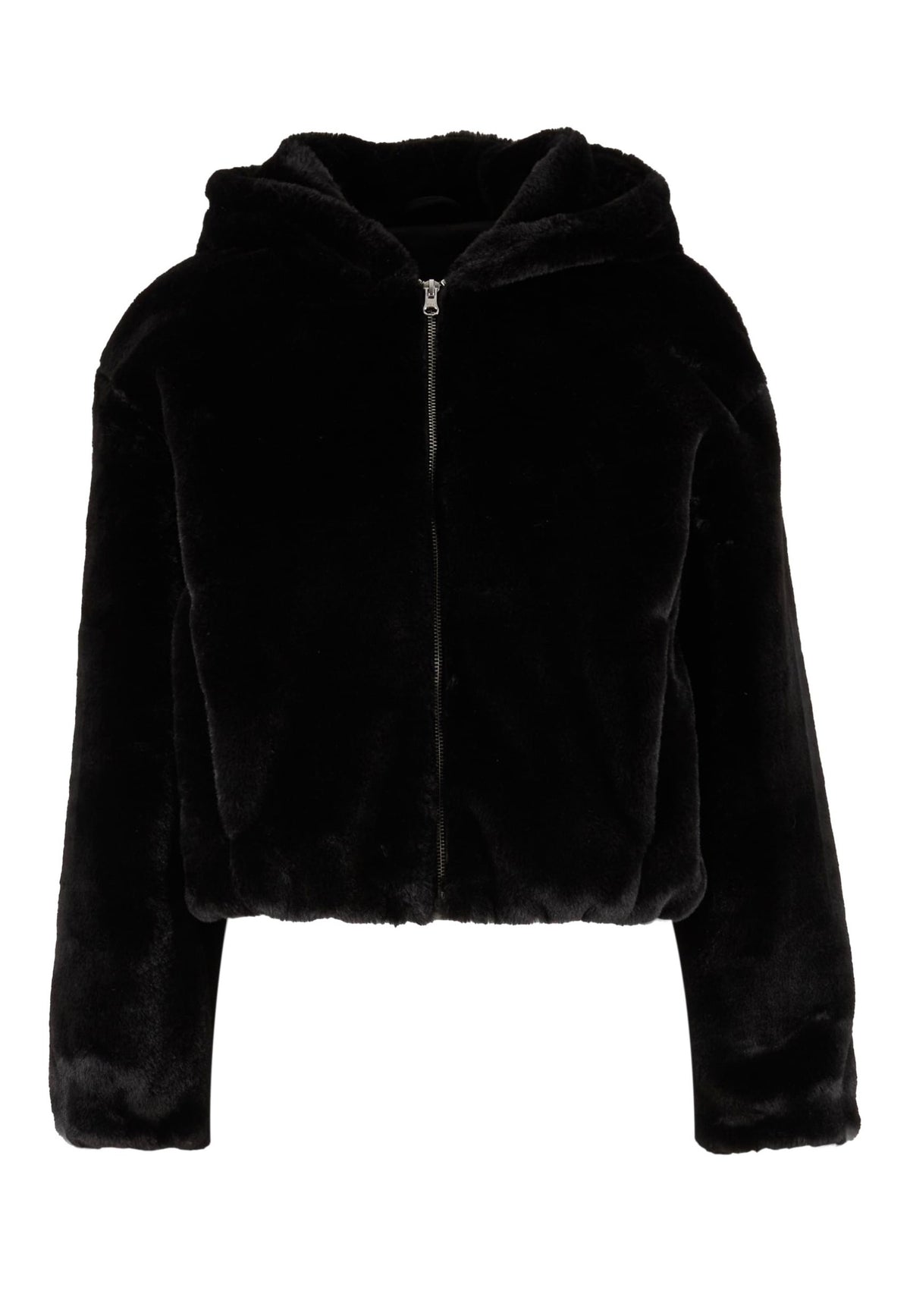Urban Classics Ladies Full Zip Faux Fur Black Chaqueta