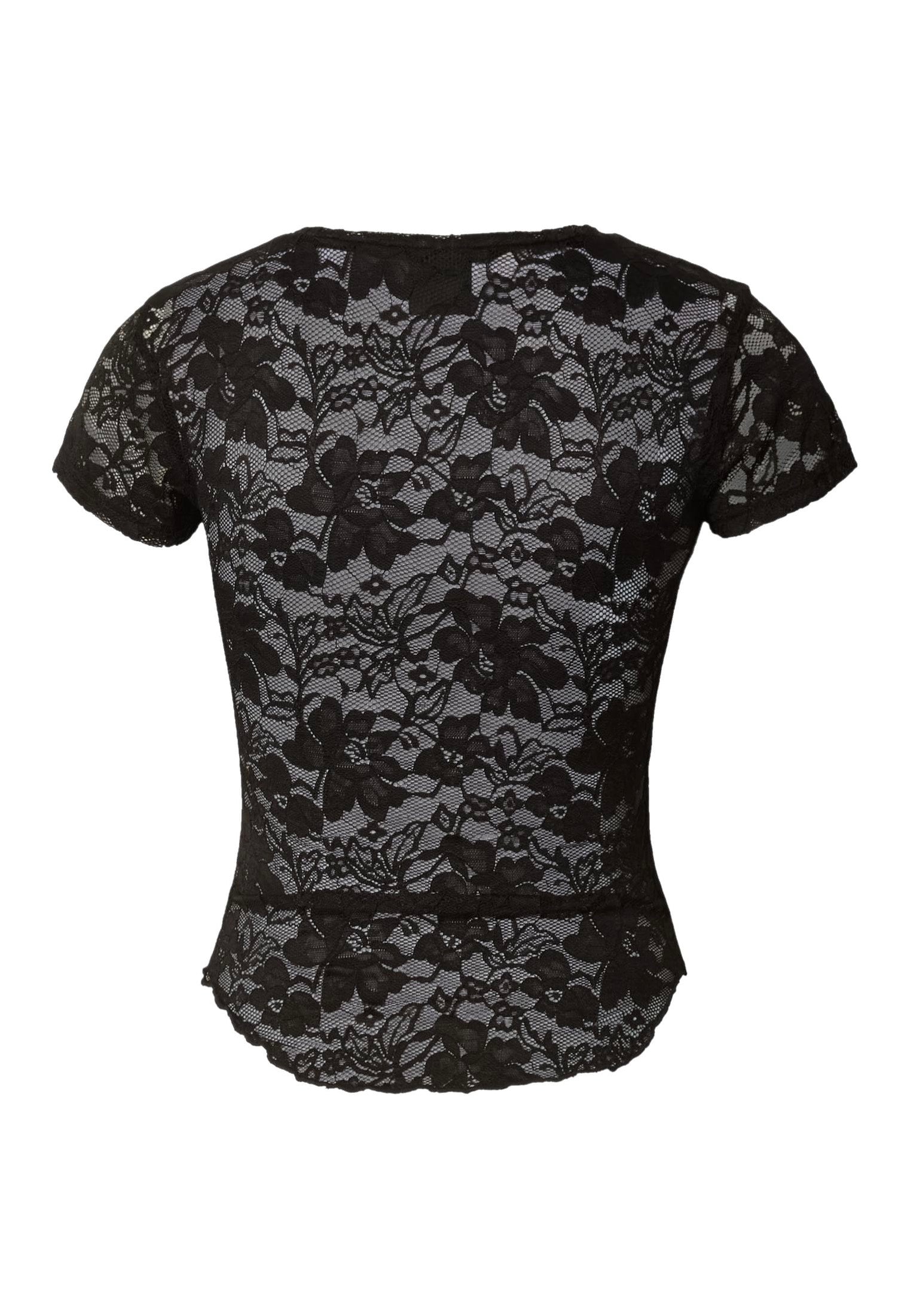 Urban Classics Ladies Stretch Lace Cropped Black Camiseta