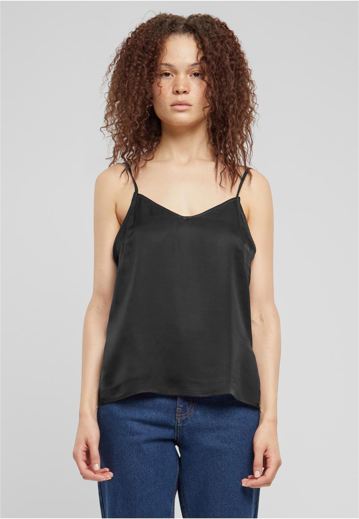 Urban Classics Ladies Viscose Satin Slip Black Top