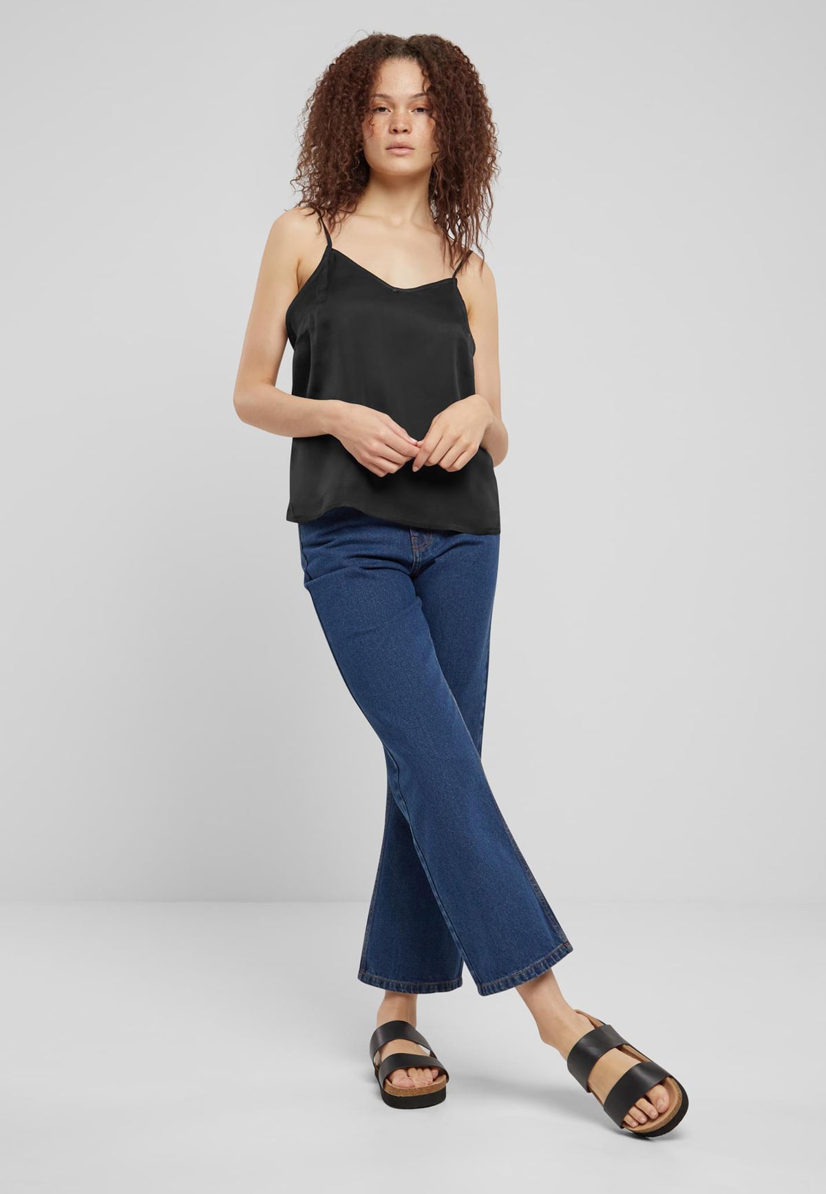 Urban Classics Ladies Viscose Satin Slip Black Top