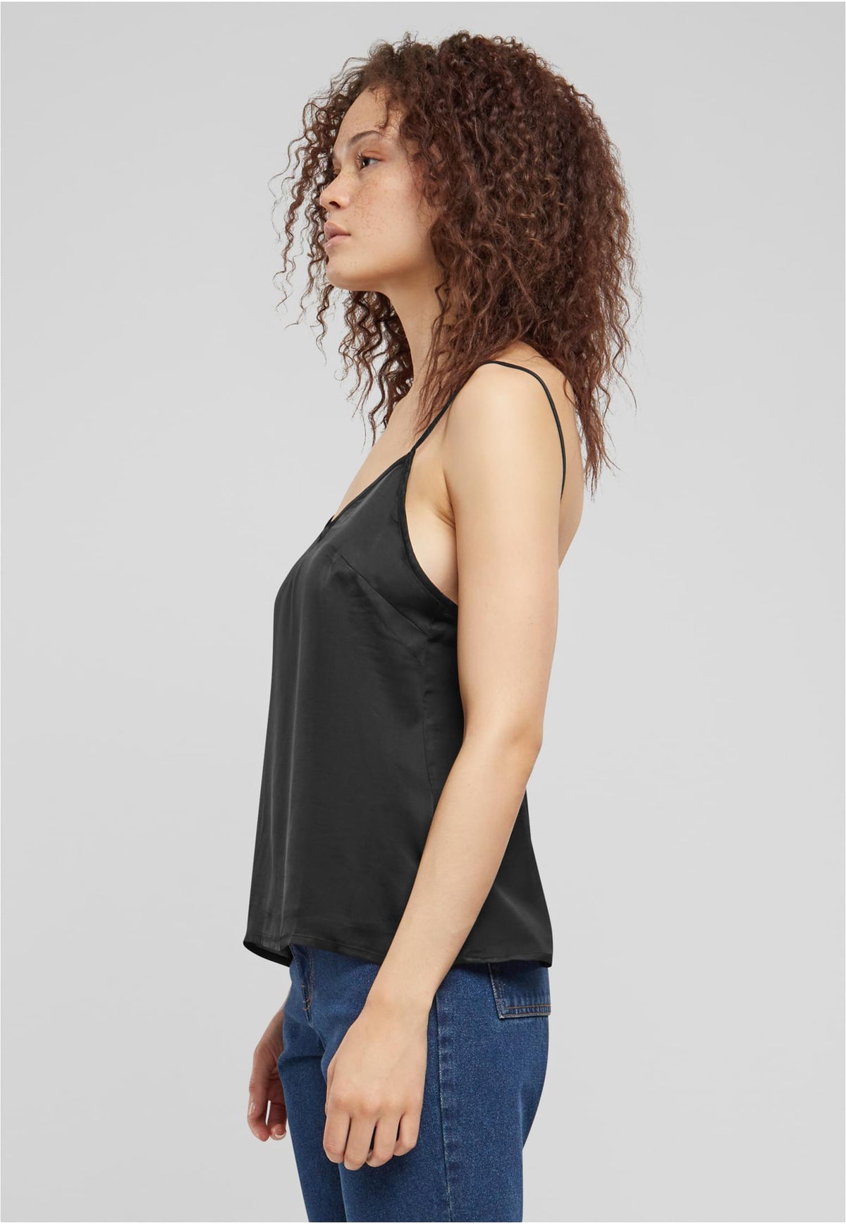 Urban Classics Ladies Viscose Satin Slip Black Top