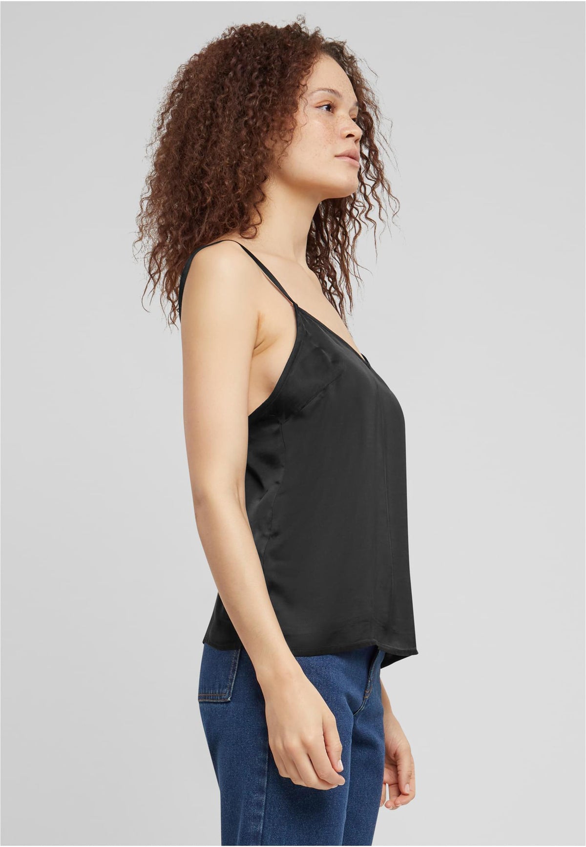 Urban Classics Ladies Viscose Satin Slip Black Top
