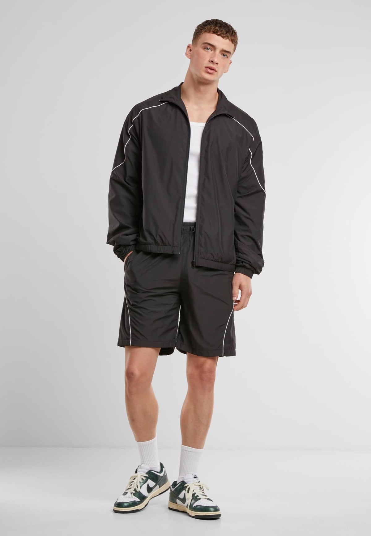 Urban Classics Piped Panel Black Shorts