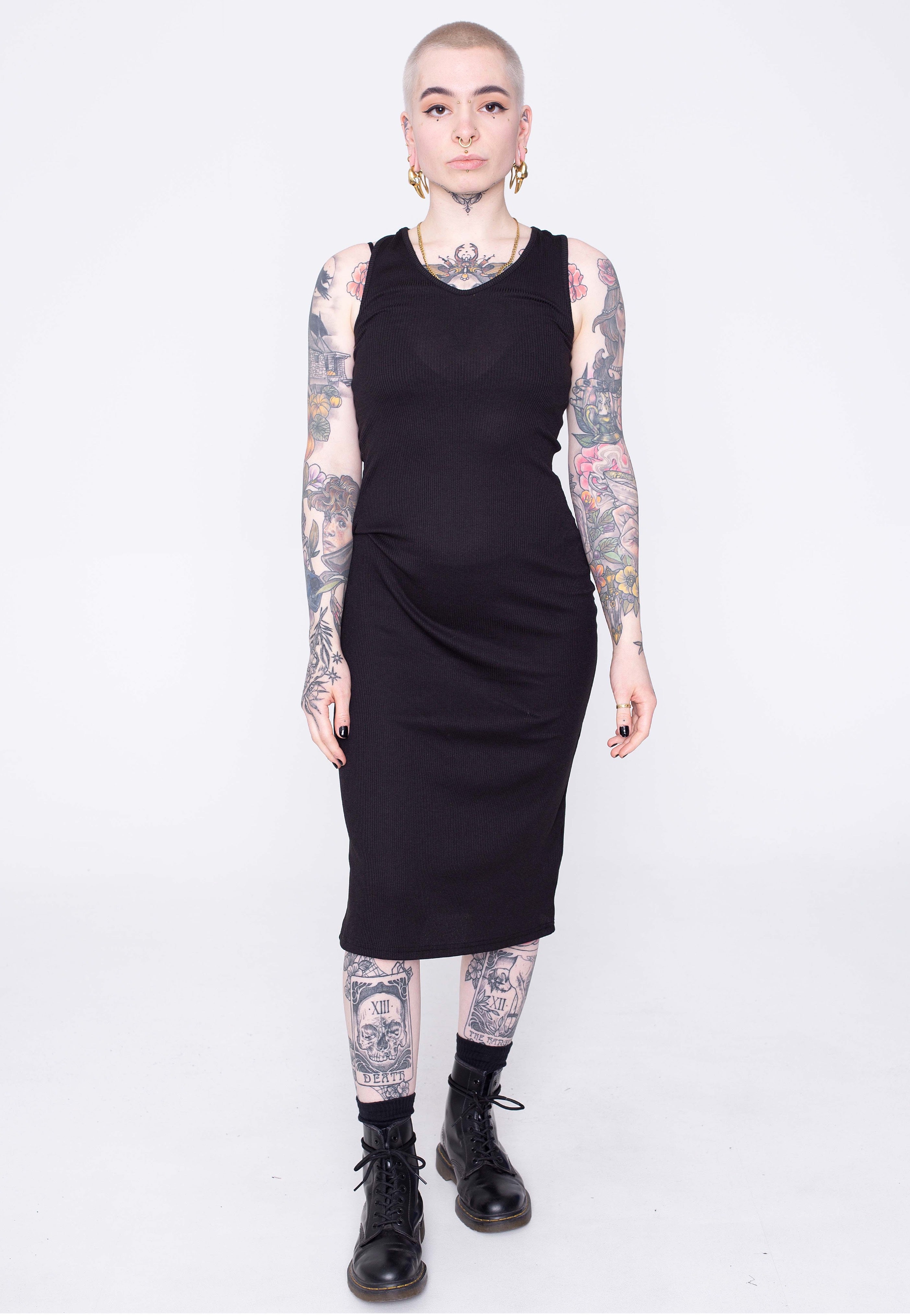 Urban Classics - Ladies Midi Sleeveless Rib Black - Dress