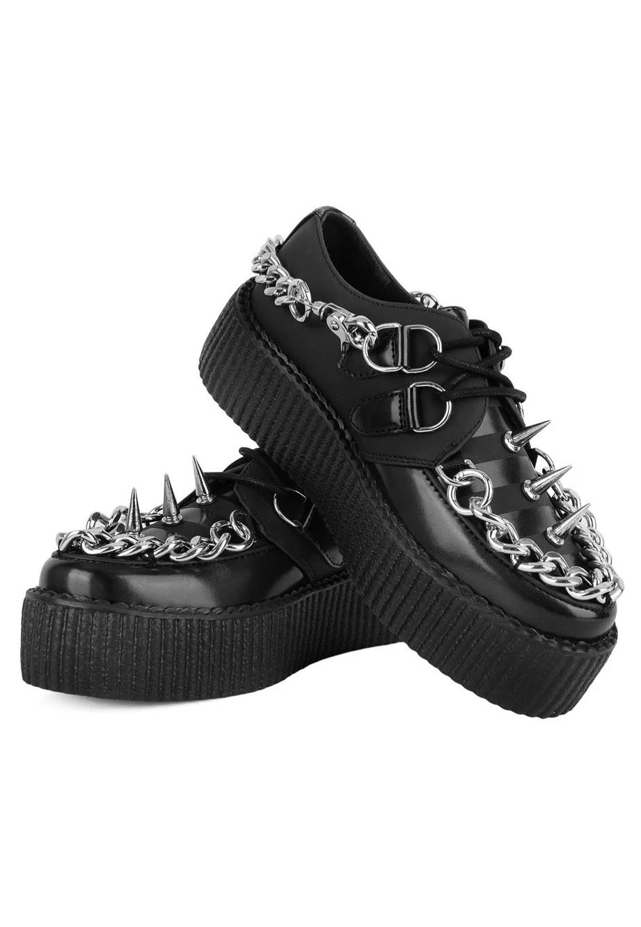 T.U.K. - Viva High Sole Creep Black Spike N Chain - Girl