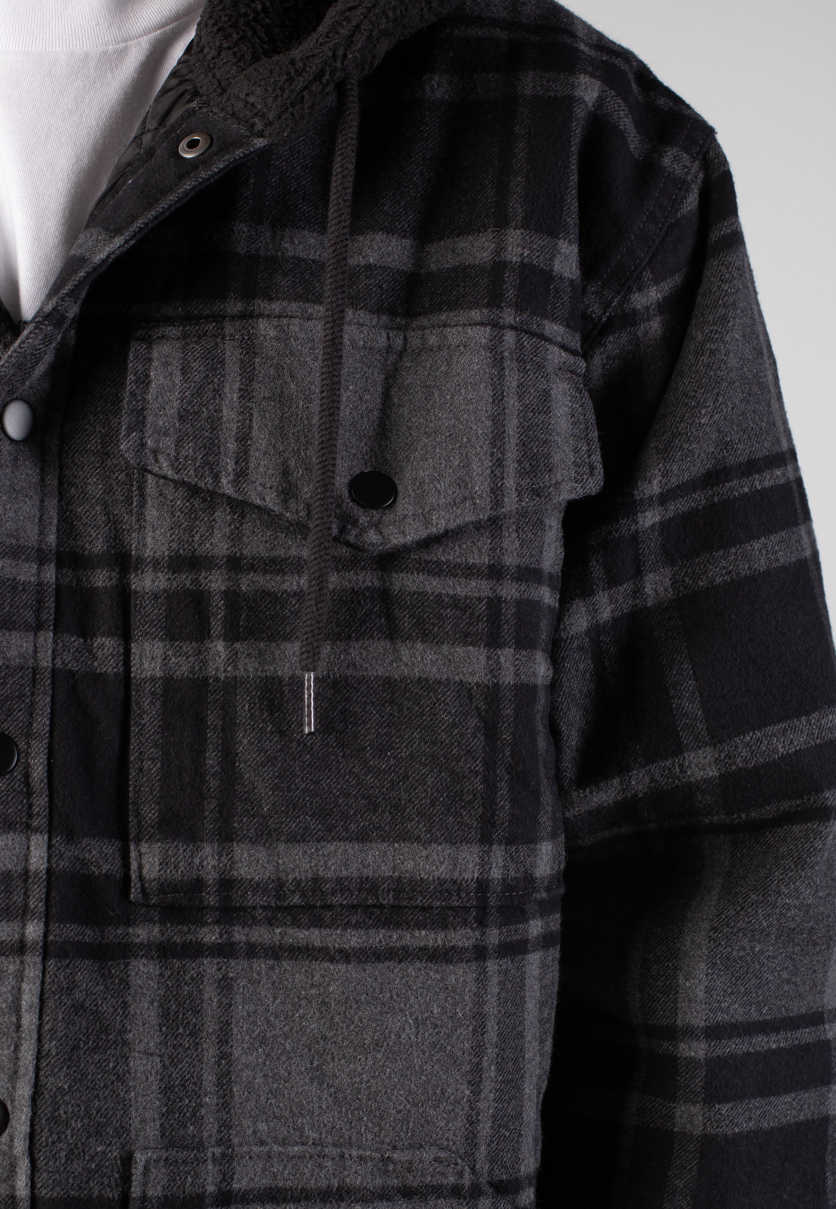 Vans - Piedmont Hooded Plaid Black/Asphalt Heather - Jacket | Men-Image