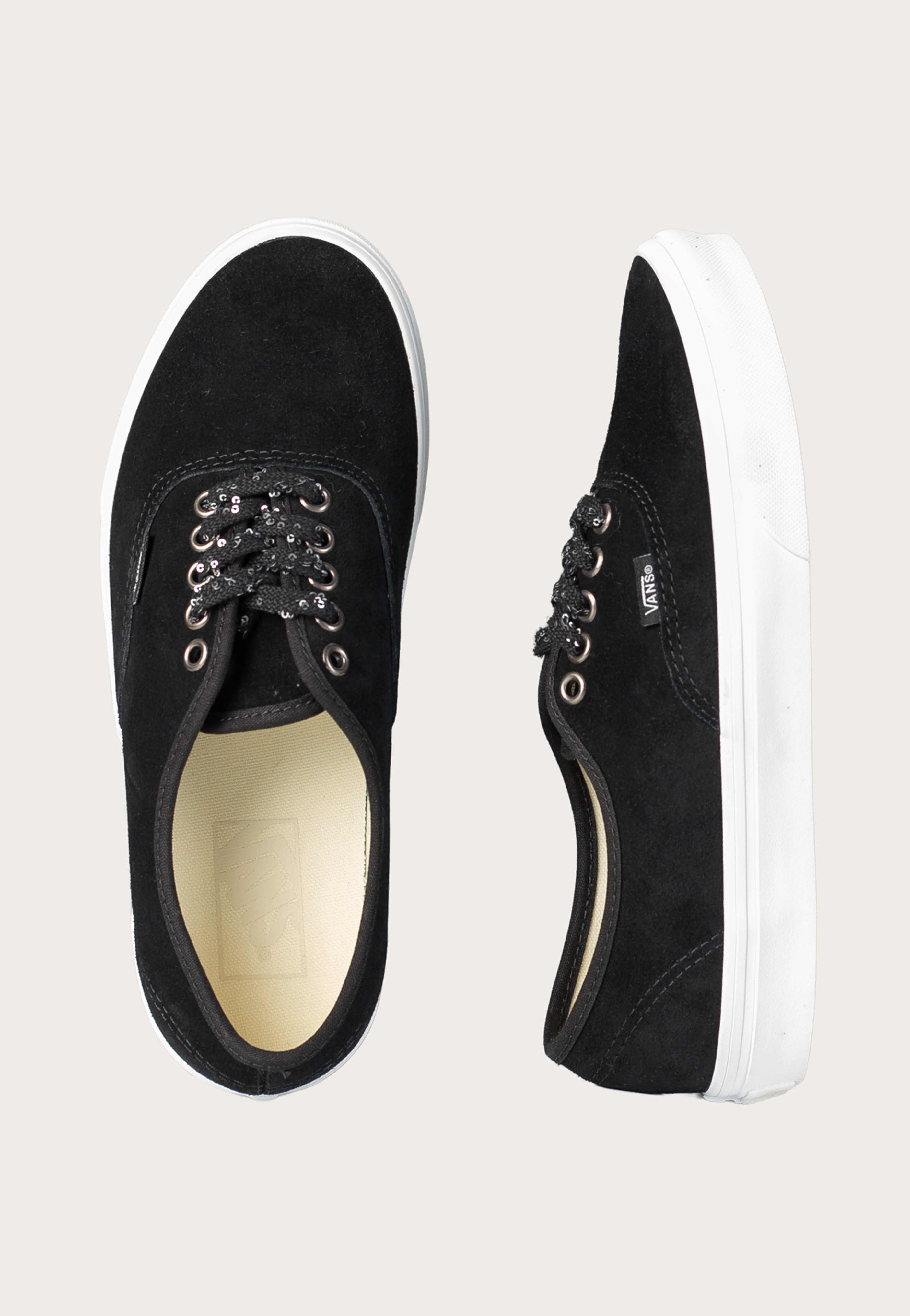 Vans - Authentic Shine Lace Black/True White - Girl Shoes | Women-Image