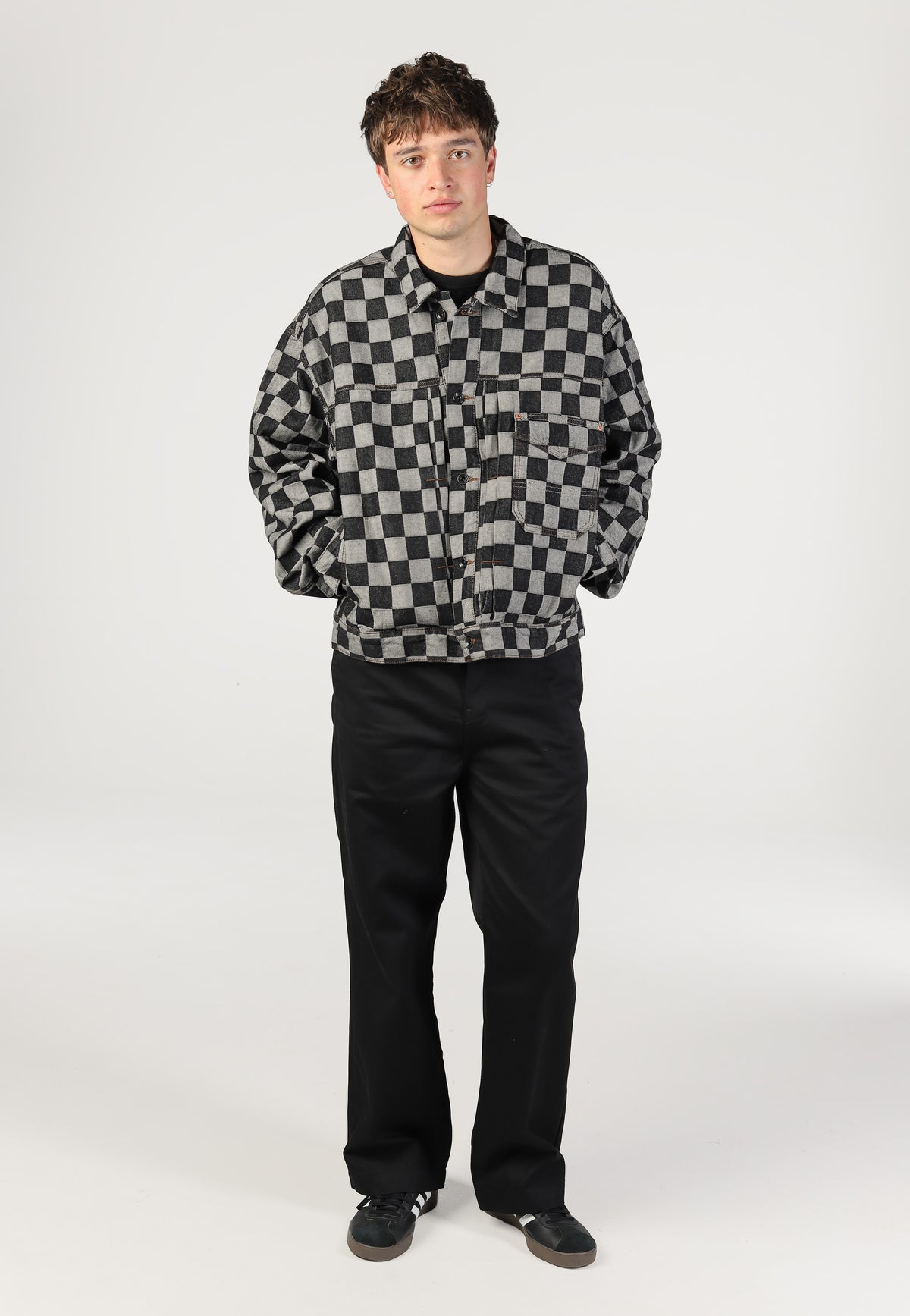 Vans Check-5 Checkerboard Denim Trucker Black Chaqueta vaquera