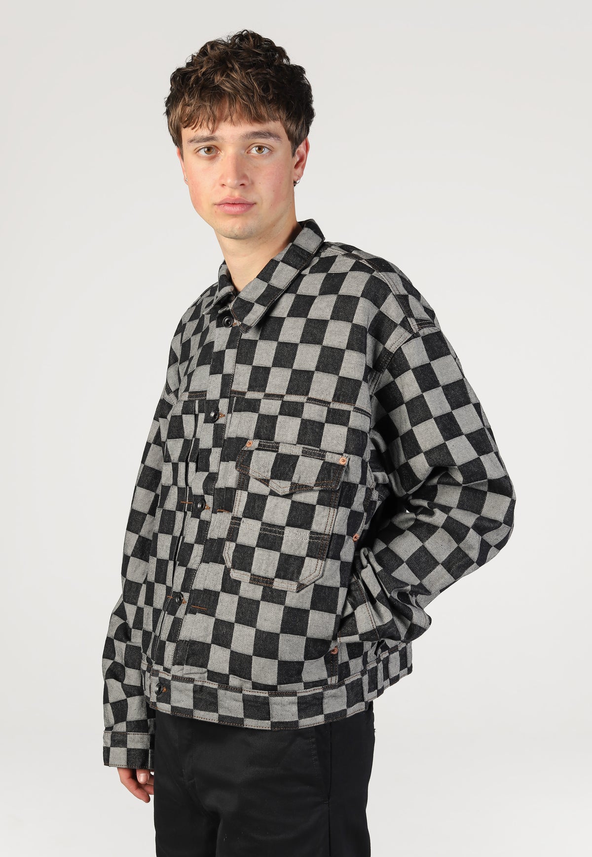 Vans Check-5 Checkerboard Denim Trucker Black Chaqueta vaquera