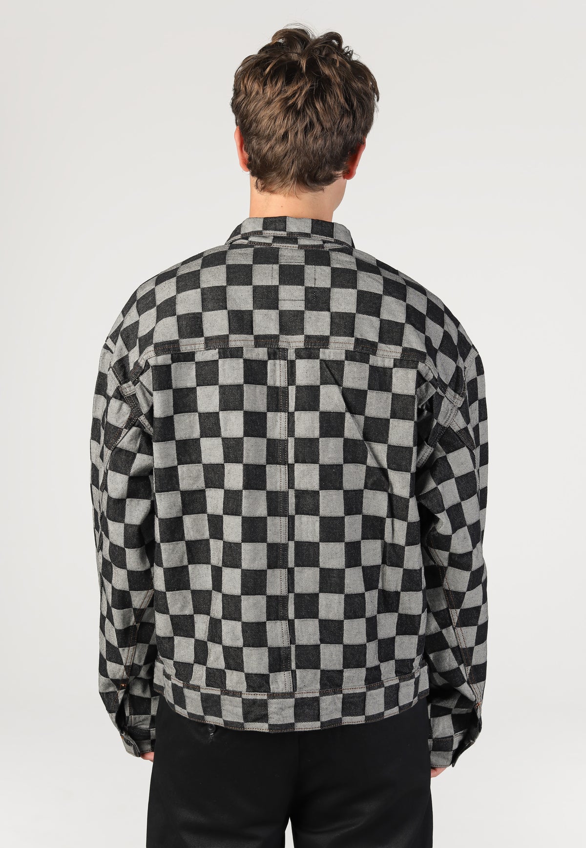 Vans Check-5 Checkerboard Denim Trucker Black Chaqueta vaquera