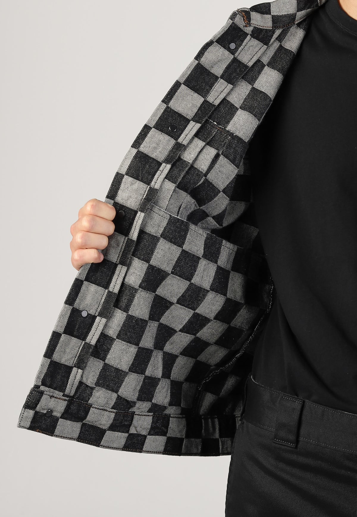 Vans Check-5 Checkerboard Denim Trucker Black Chaqueta vaquera