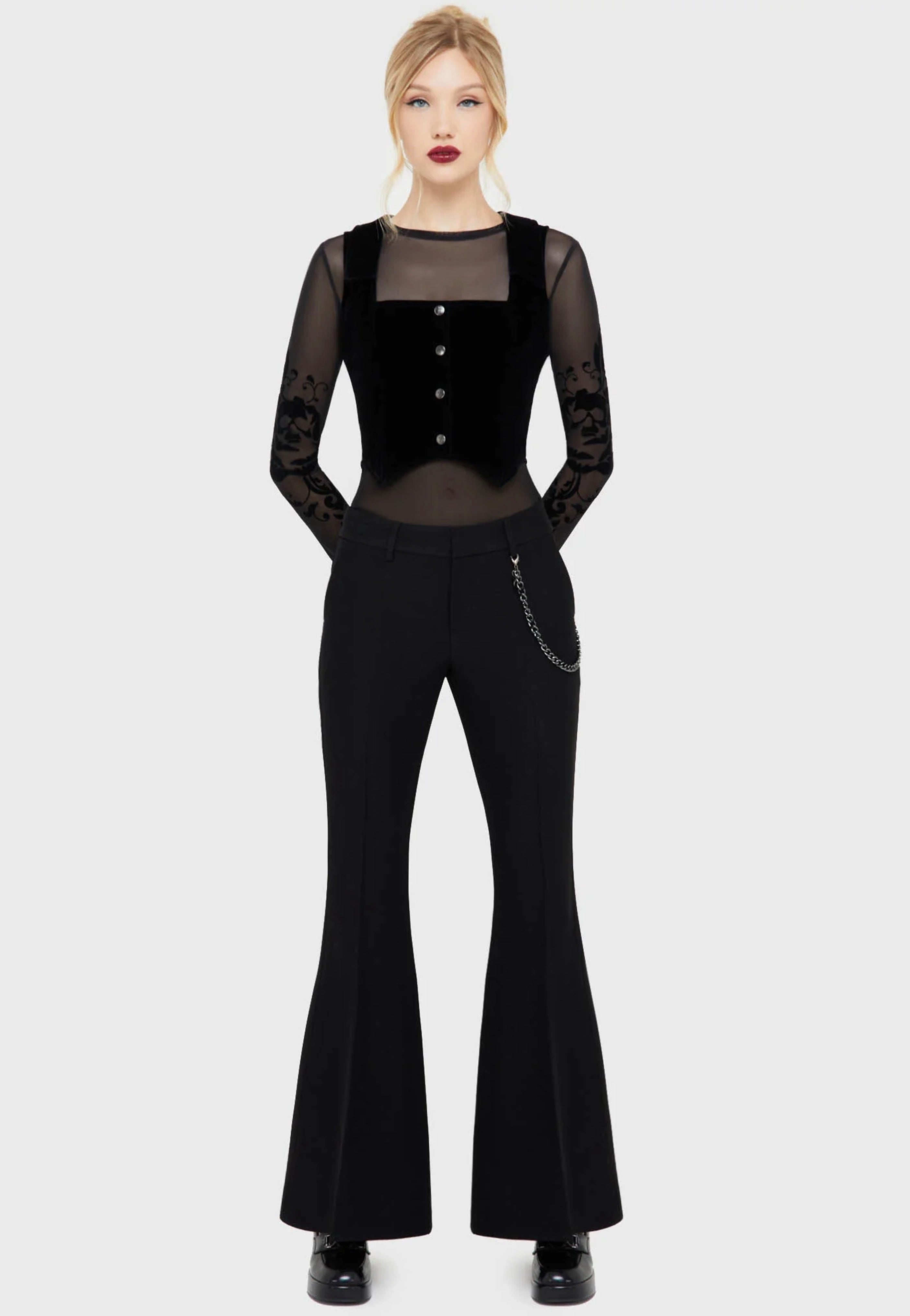 Killstar - Vile Vixen Flares Black - Pants | Women-Image