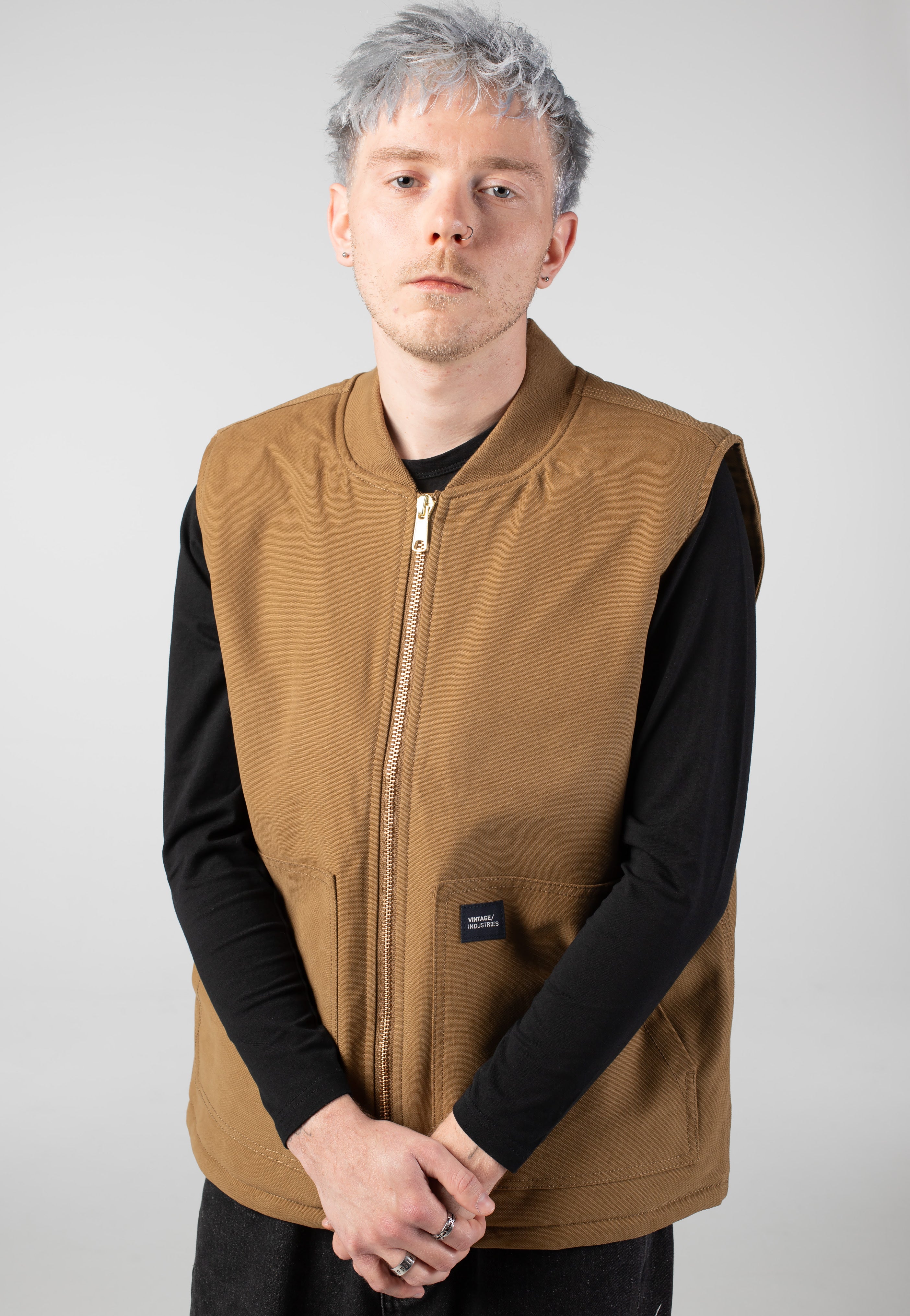 Vintage Industries - Hallet Bodywarmer Dark Tan - Vest | Men-Image
