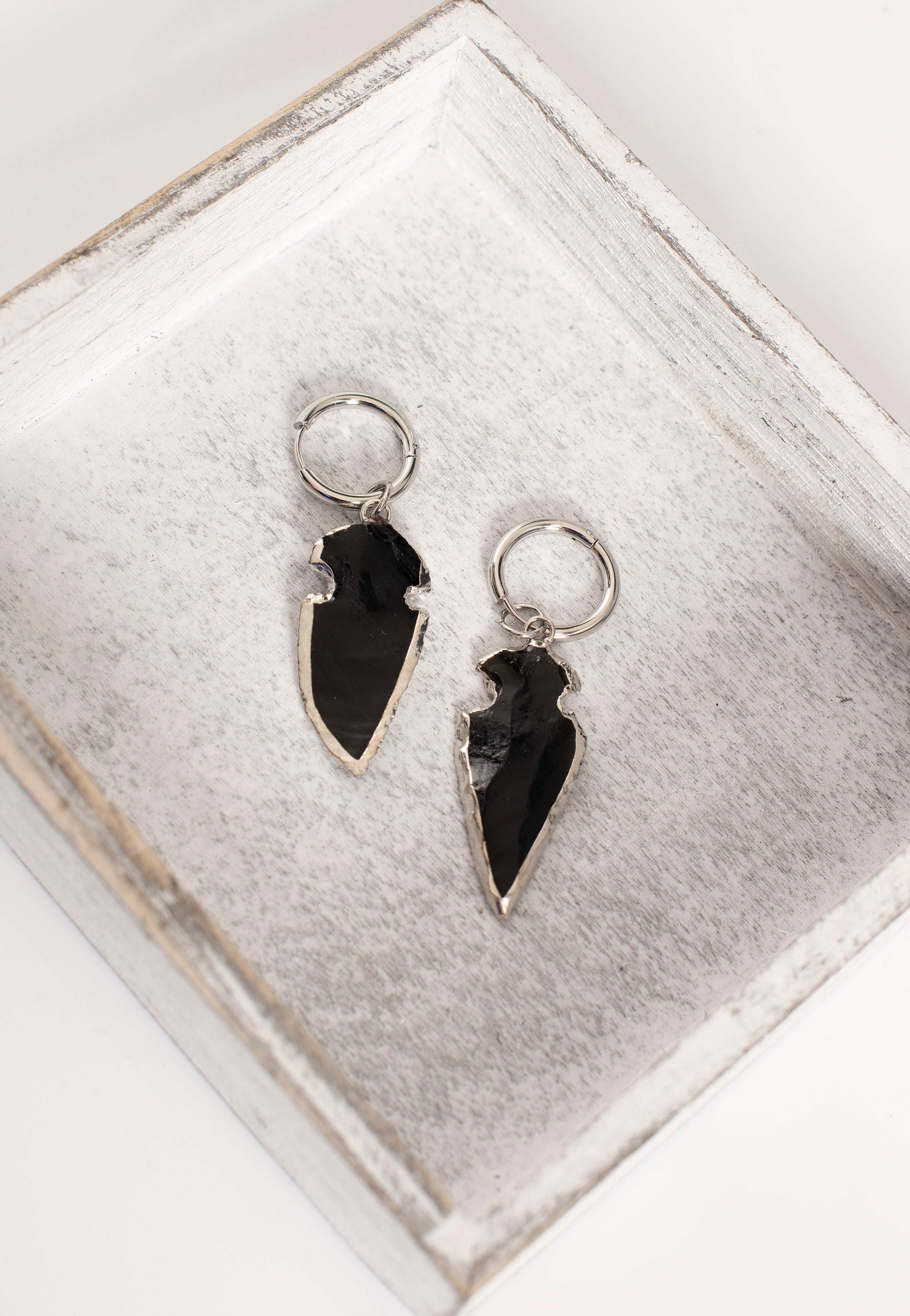 Wildcat - Little Obsidian Stone Hoops Silver - Earrings | Nuclear
