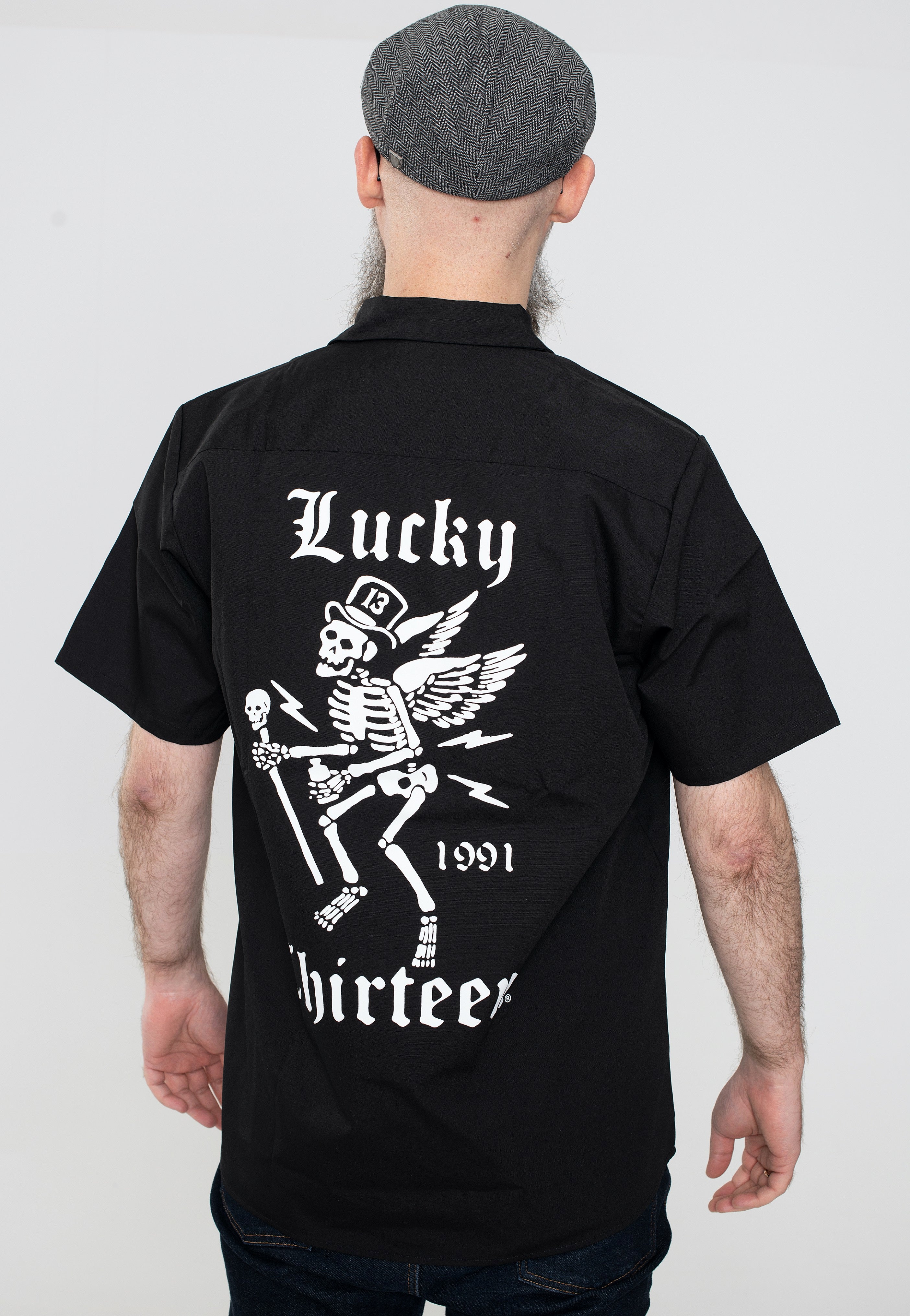 Lucky 13 - The Winged Skully Work Charcoal - Shirt
