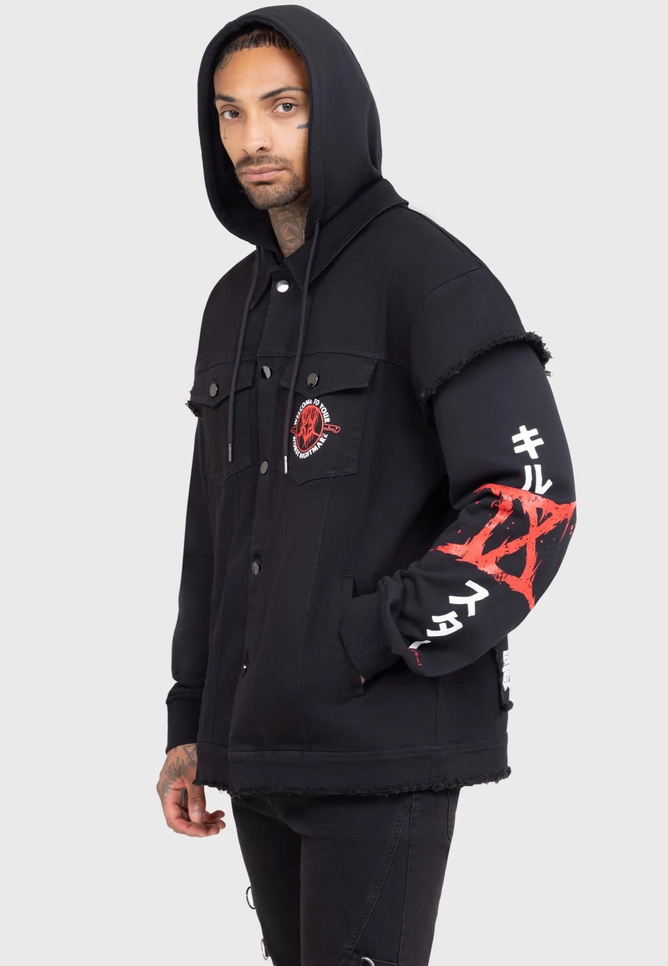 Killstar x Ice Nine Kills - Your Worst Nightmare Hooded Black - Jeans Jacket | Men-Image