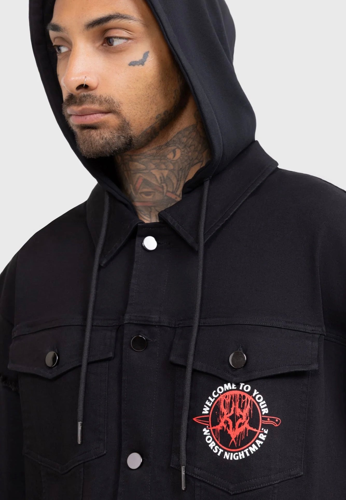 Killstar x Ice Nine Kills - Your Worst Nightmare Hooded Black - Jeans Jacket | Men-Image