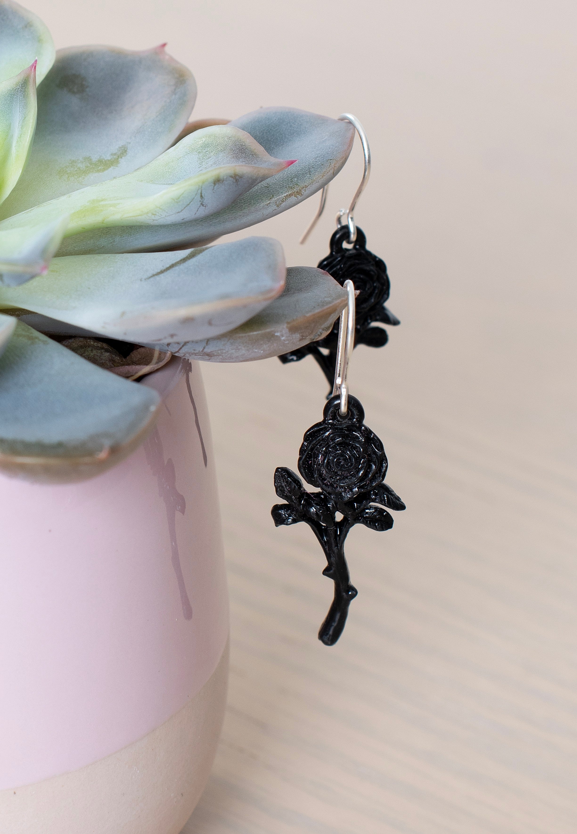 Alchemy England - The Romance Of The Black Rose Silver - Earrings