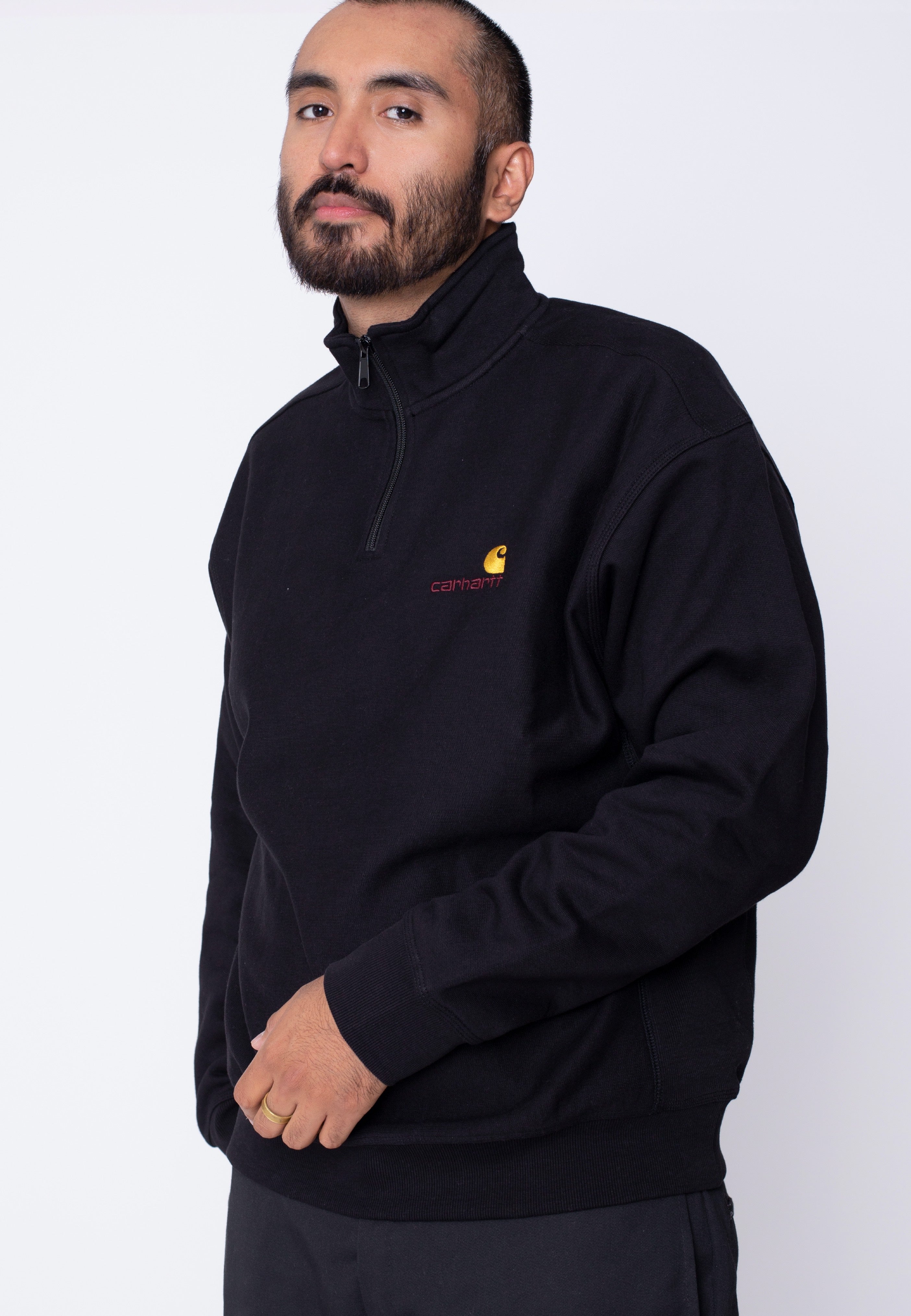 Carhartt WIP - Half Zip American Script Black - Pullover