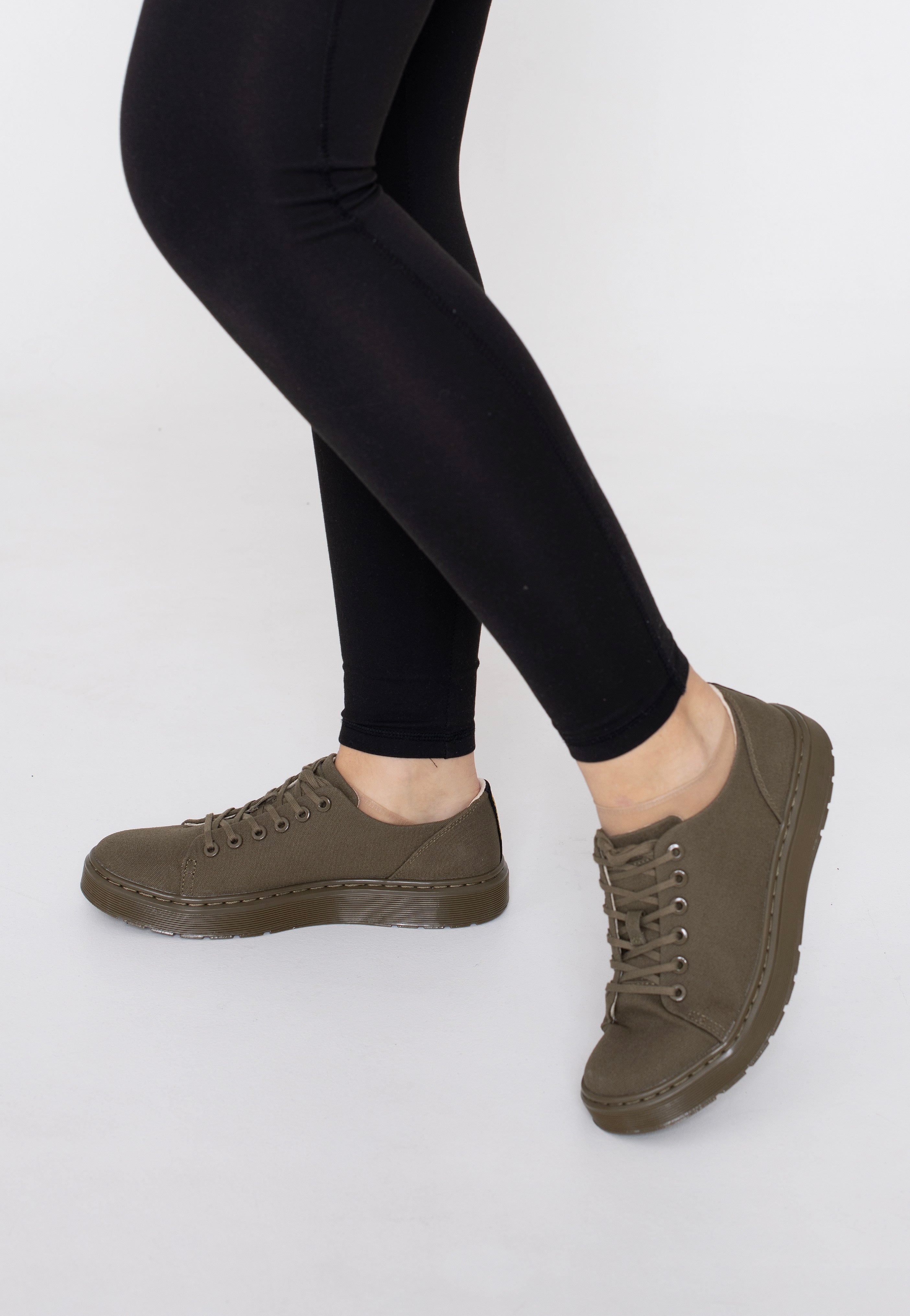 Dr. Martens - Dante 10 Oz Canvas/Olive Milled Coated Leather - Shoes