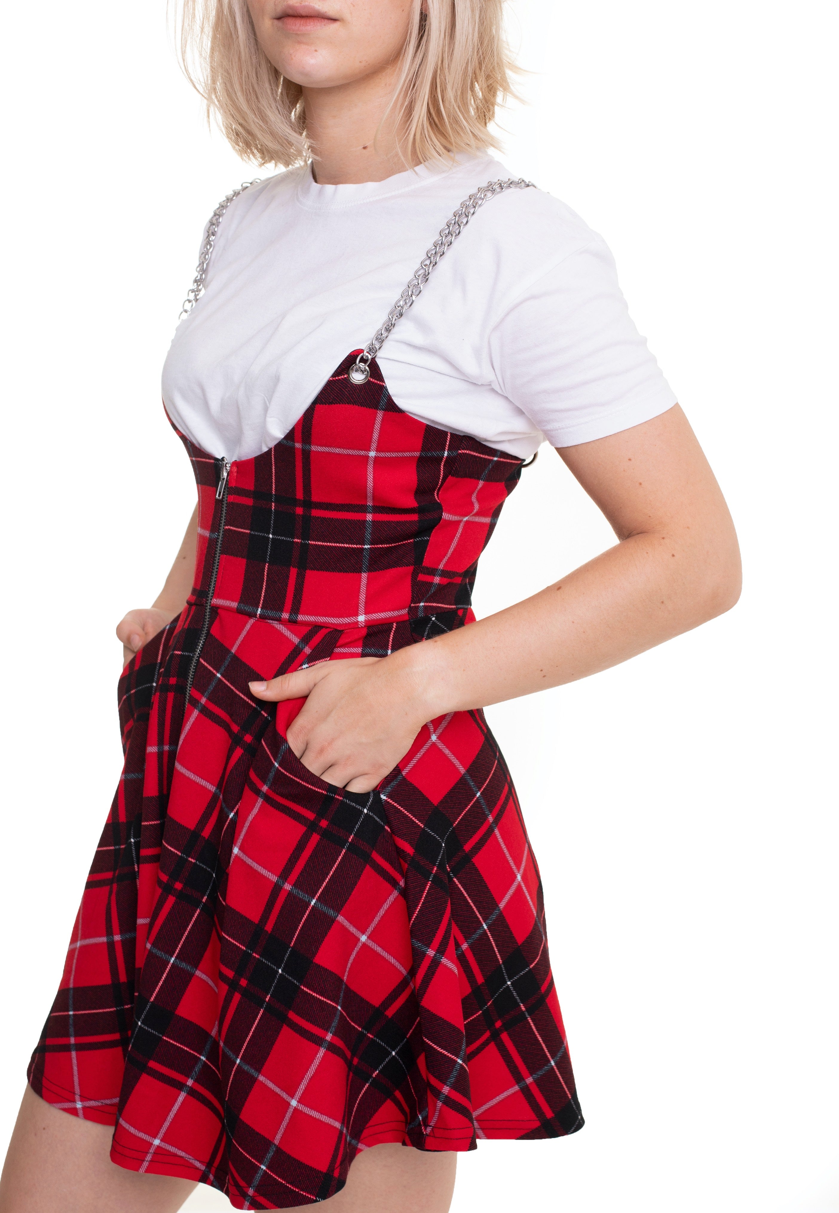 Jawbreaker - High Waisted With Chain Straps Red - Skirt